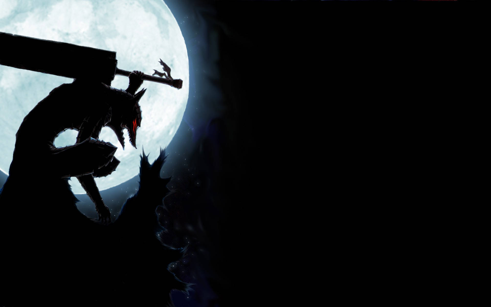 Berserk, Guts, full moon, Full HD Desktop Wallpaper