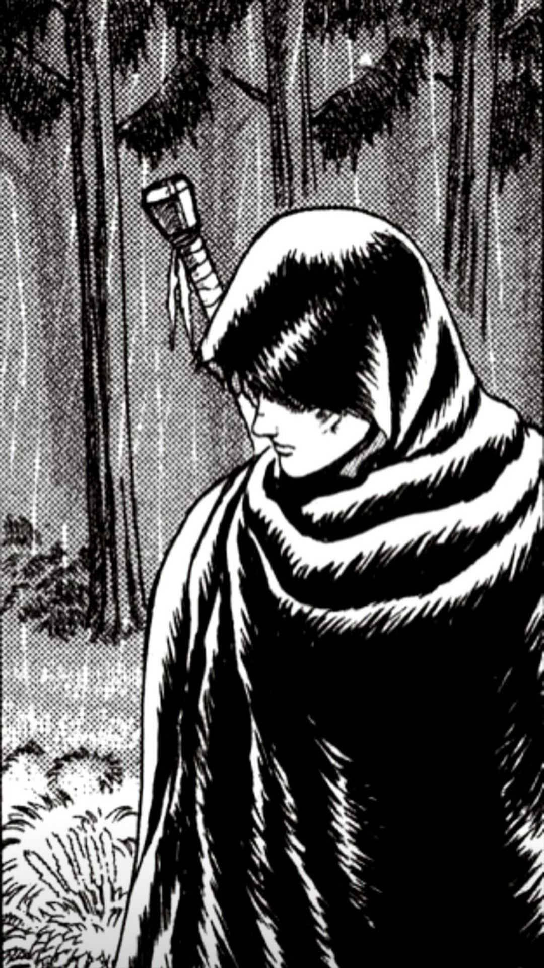 Berserk Guts, manga illustration, hooded warrior, Full HD Phone Wallpaper