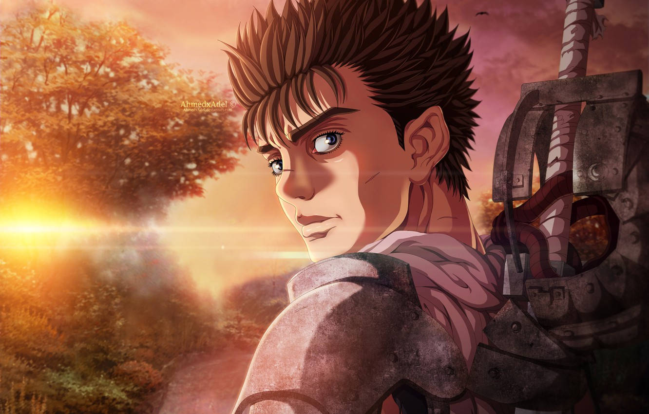 Berserk, Guts, glowing sunset, HD Desktop Wallpaper
