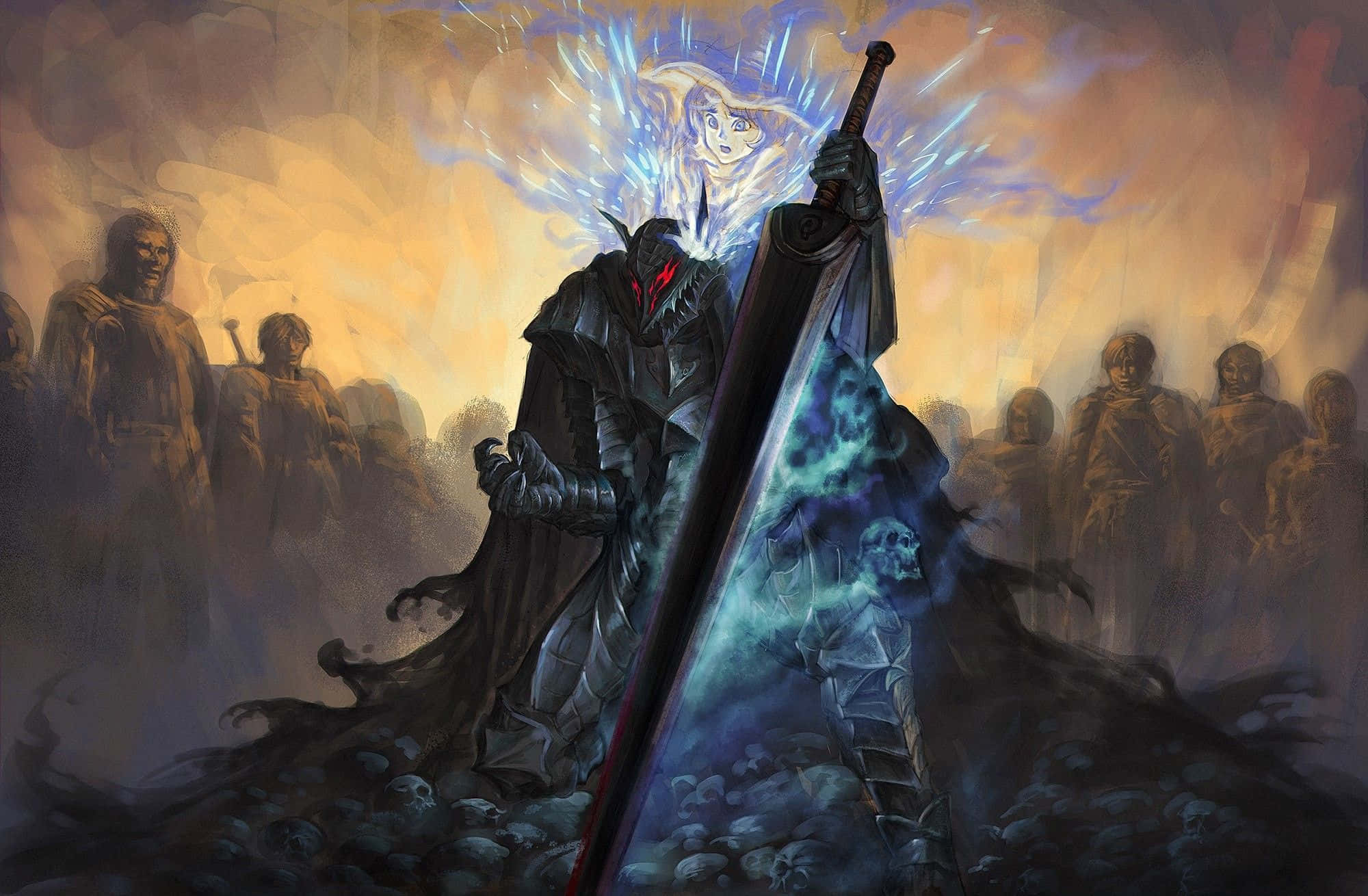 Berserk, Guts, glowing sword, Full HD Desktop Wallpaper