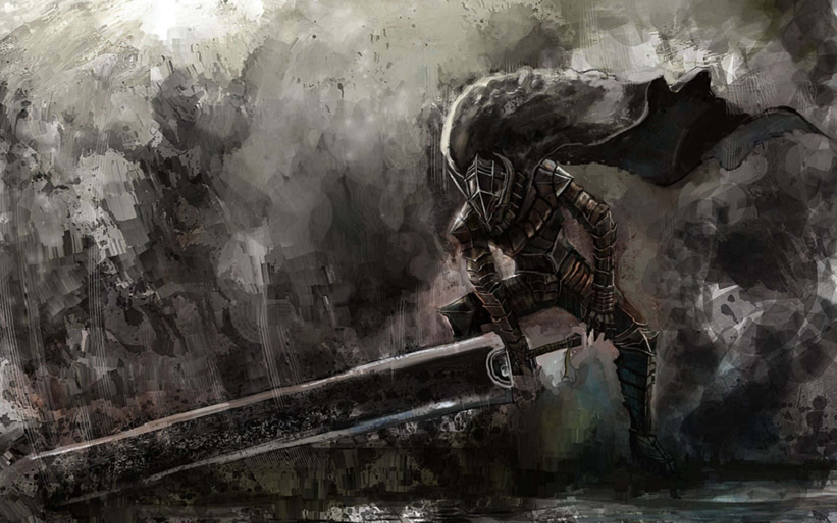 Berserk Armor, dark armored knight, flowing cape, HD Desktop Wallpaper