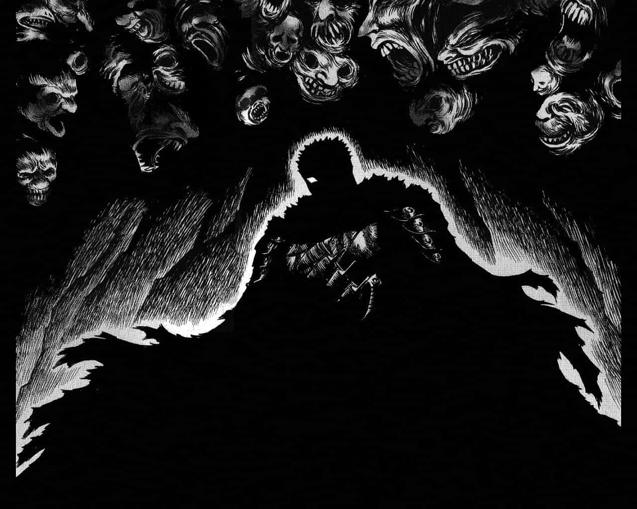 Berserk Manga, screaming skulls, lone warrior, HD Desktop Wallpaper