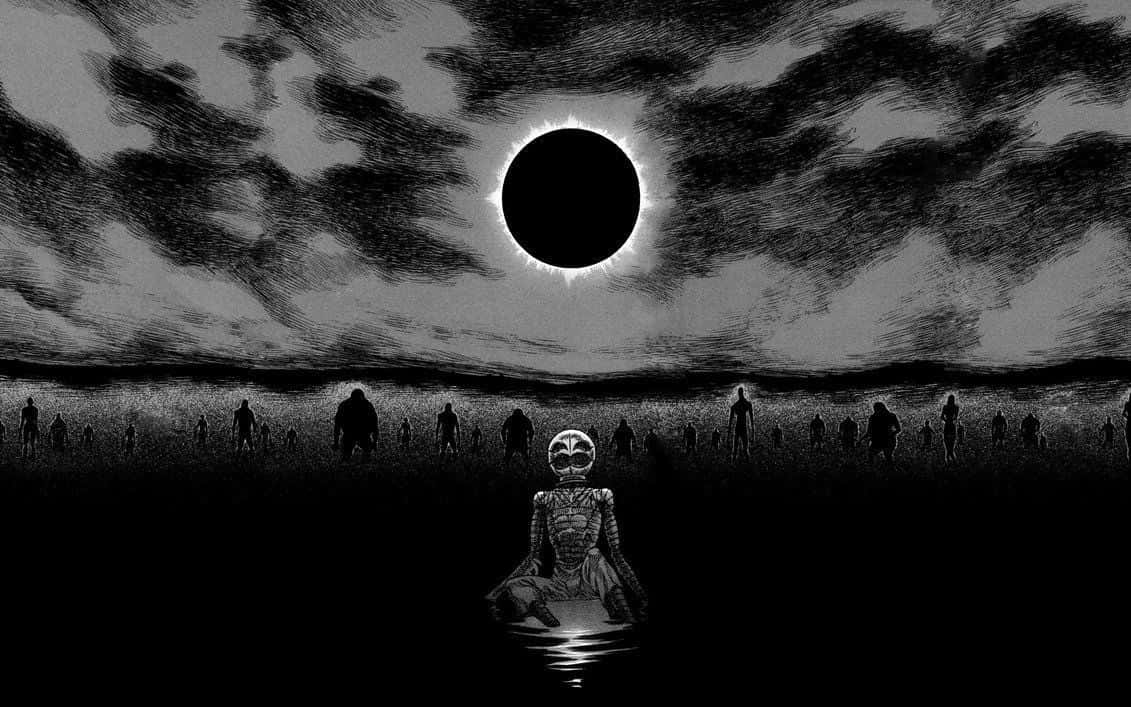 Berserk Manga, solar eclipse, skeletal figure, SD Desktop Wallpaper