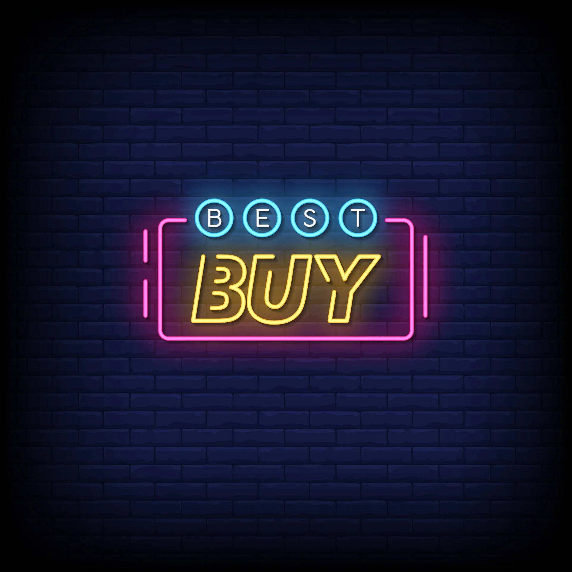 Best Buy, neon sign, glowing blue, Full HD Desktop Wallpaper