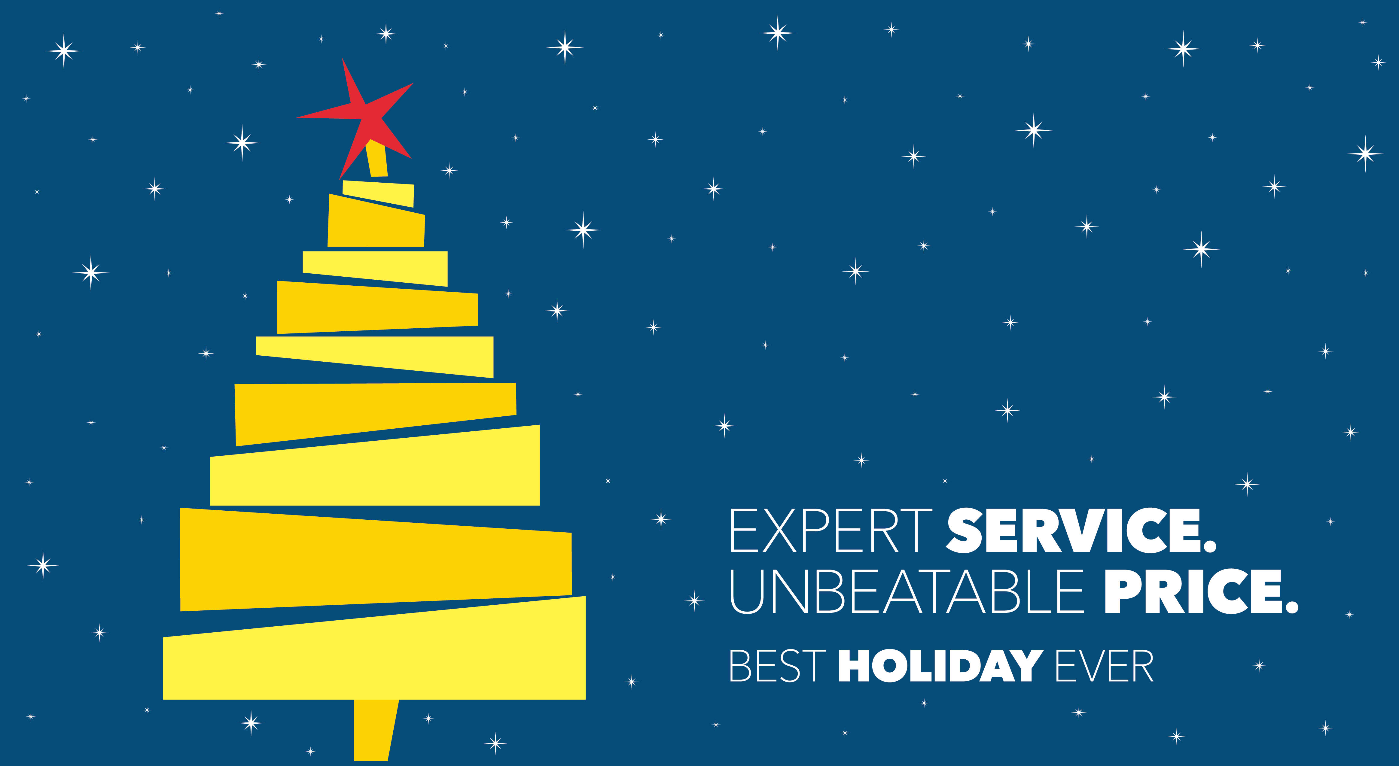 Best Buy, yellow Christmas tree, red star, 4K Desktop Wallpaper