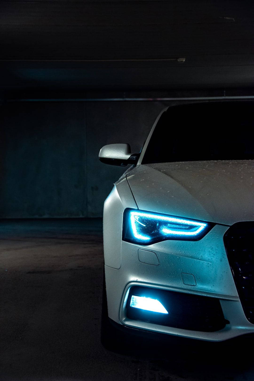 2015 Audi A5, silver, glowing blue headlights, HD Phone Wallpaper