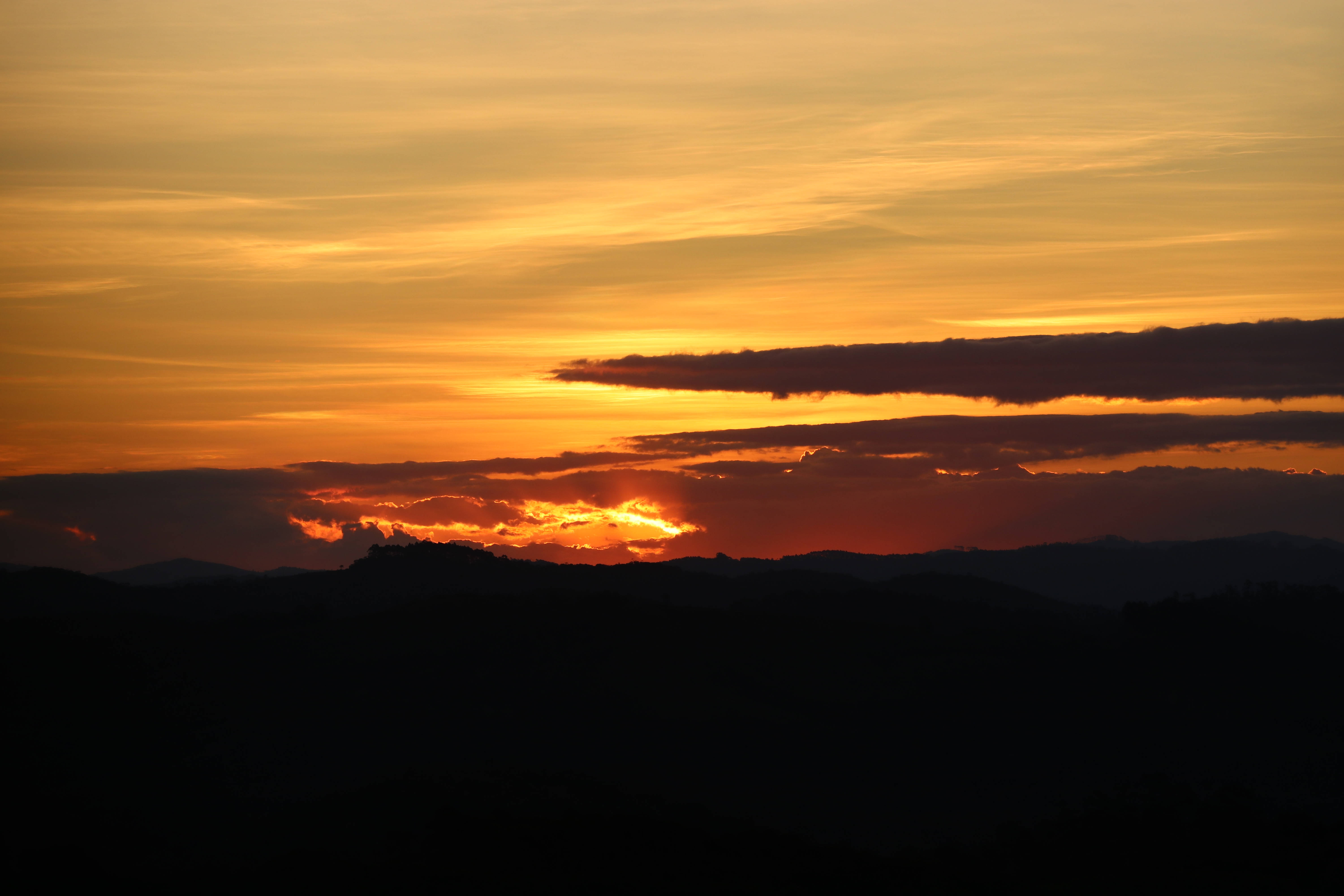 orange sky, clouds, sunset, 5K Desktop Wallpaper
