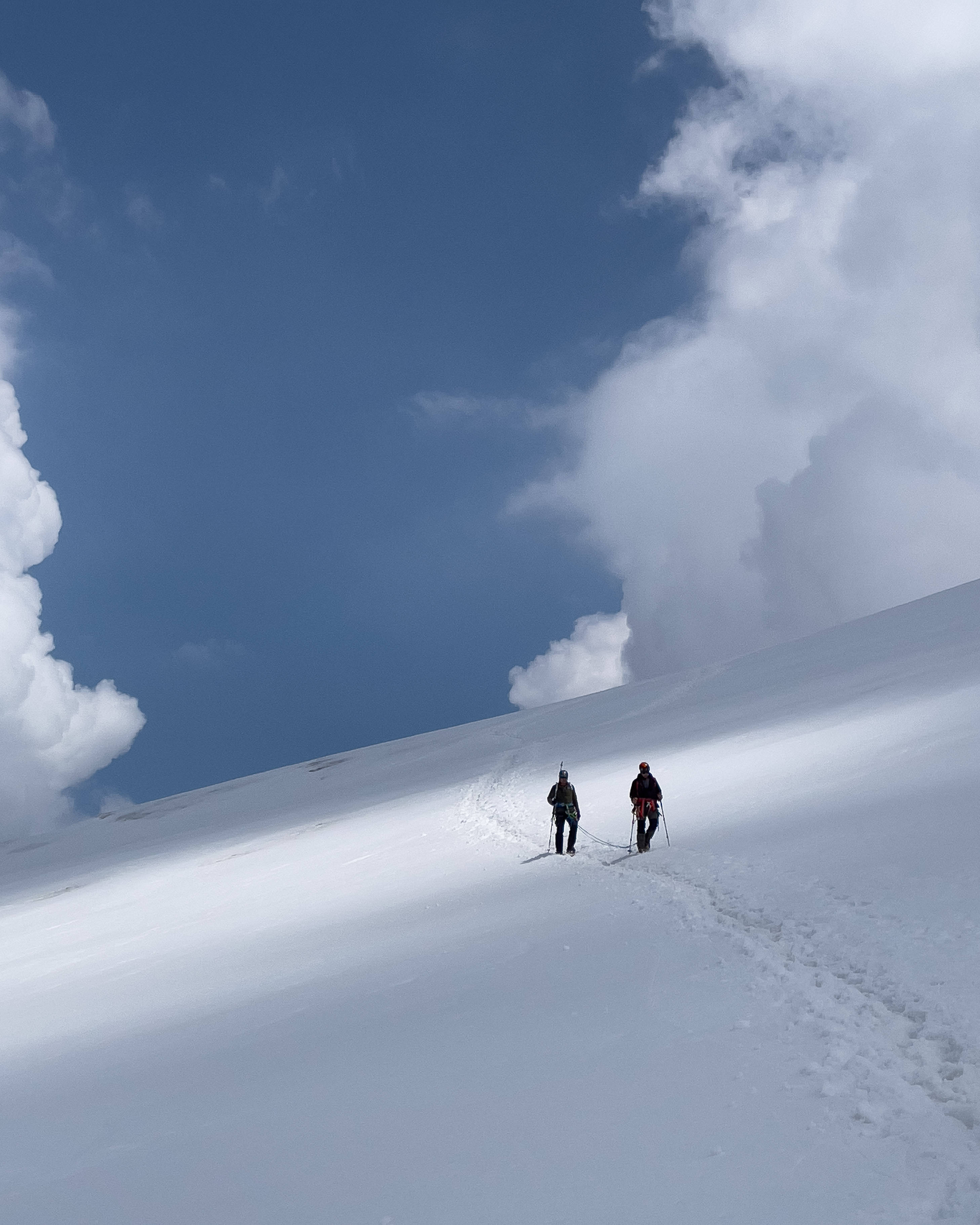 snow, blue sky, fluffy white clouds, 2K Phone Wallpaper