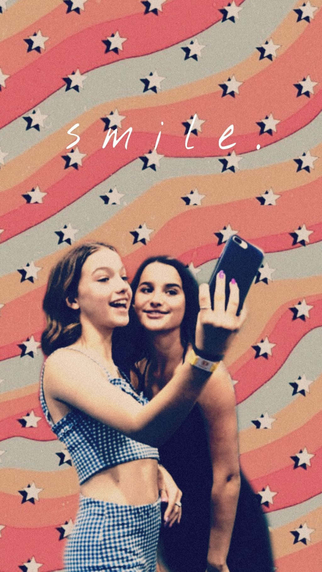 Best Friend Aesthetic, retro starry background, smile, HD Phone Wallpaper