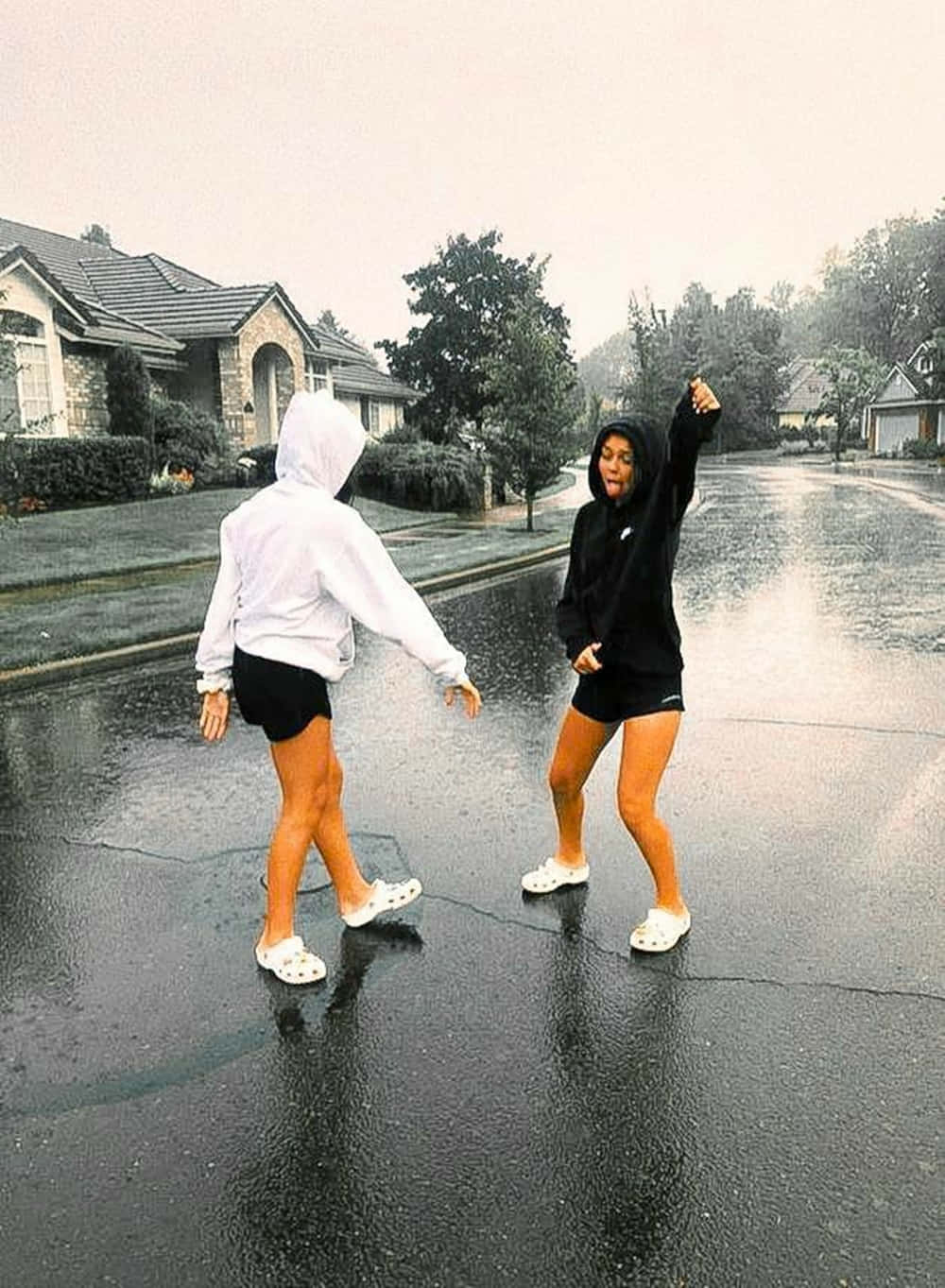 Best Friend Aesthetic, rain, suburban street, HD Phone Wallpaper