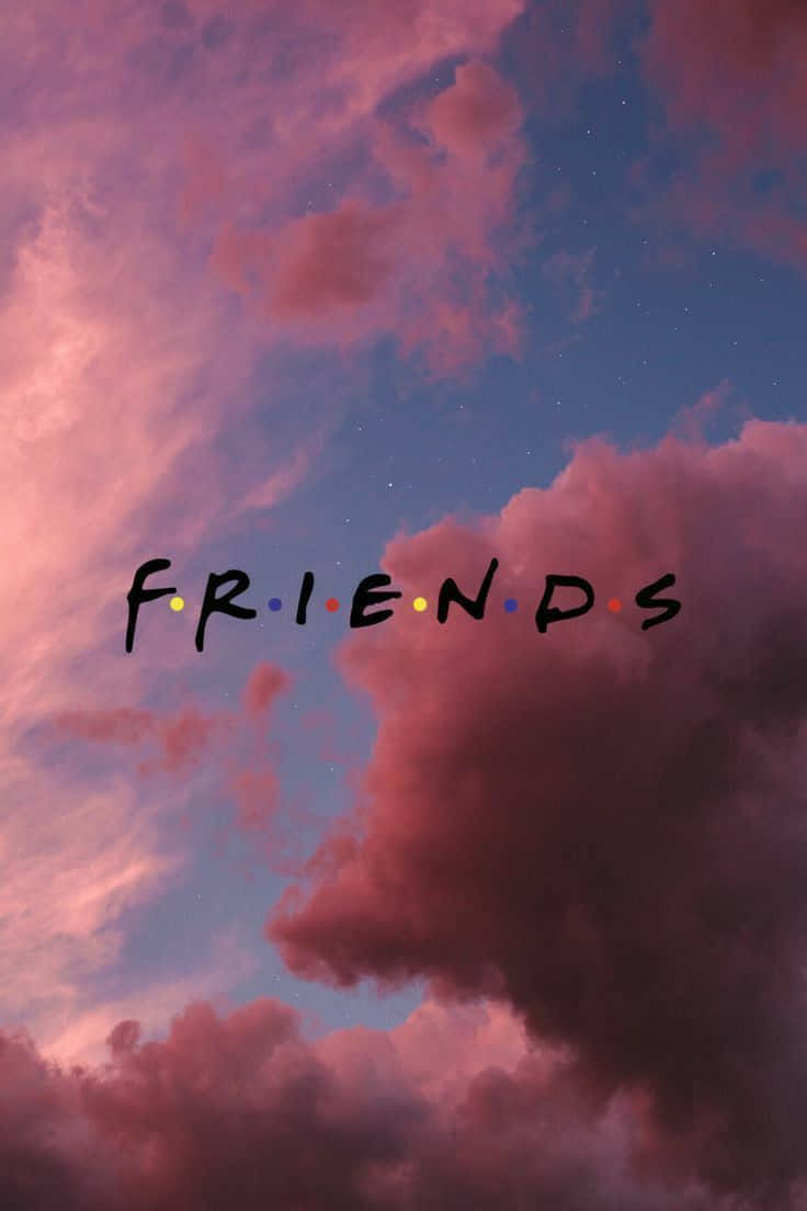 friends, iconic logo style, twilight sky, SD Phone Wallpaper