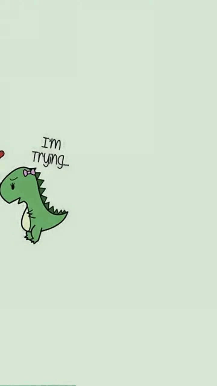 green cartoon dinosaur, pink bow, soft mint background, HD Phone Wallpaper