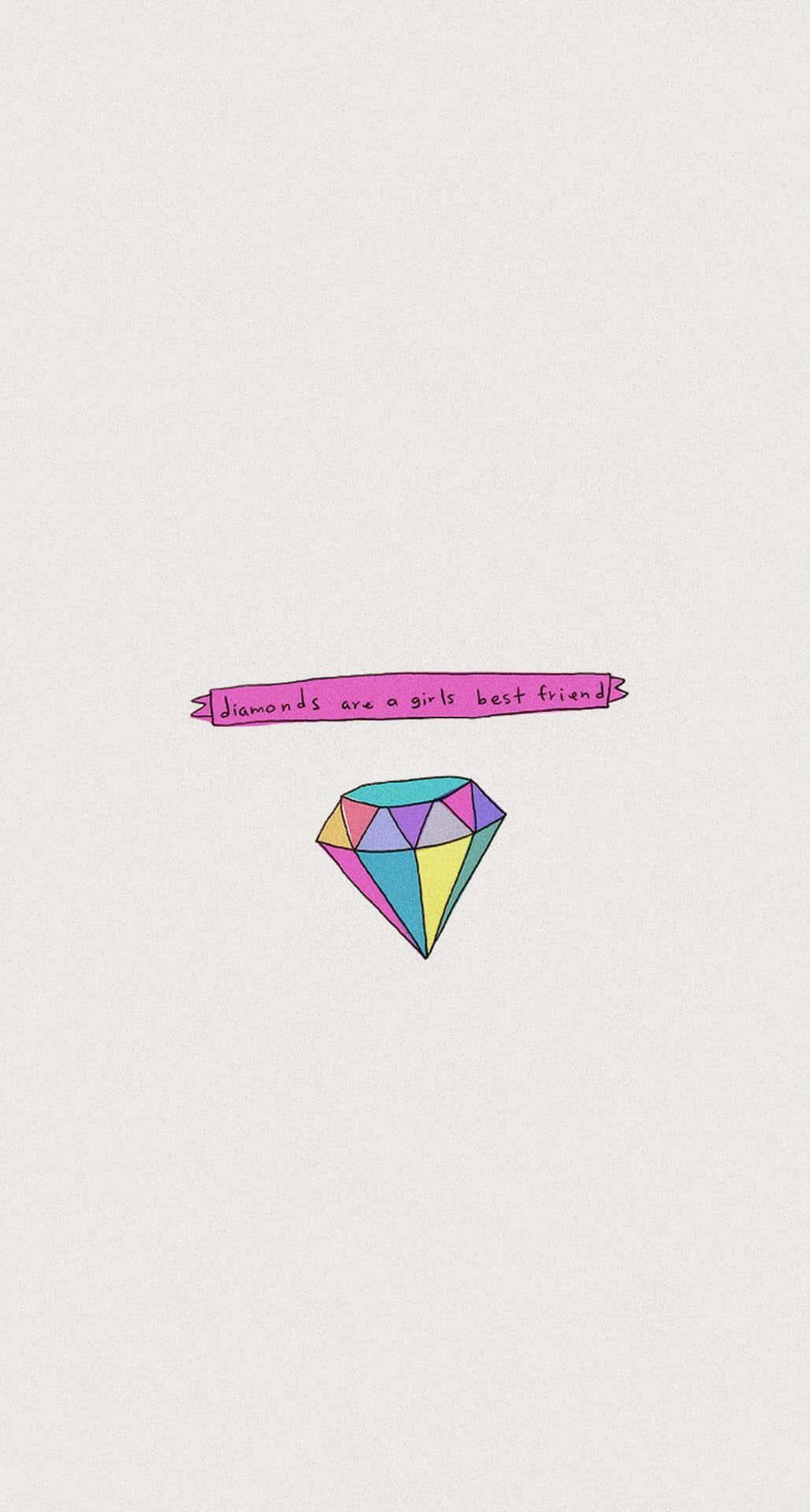 Best Friend Aesthetic, geometric diamond illustration, pink banner, Full HD Phone Wallpaper