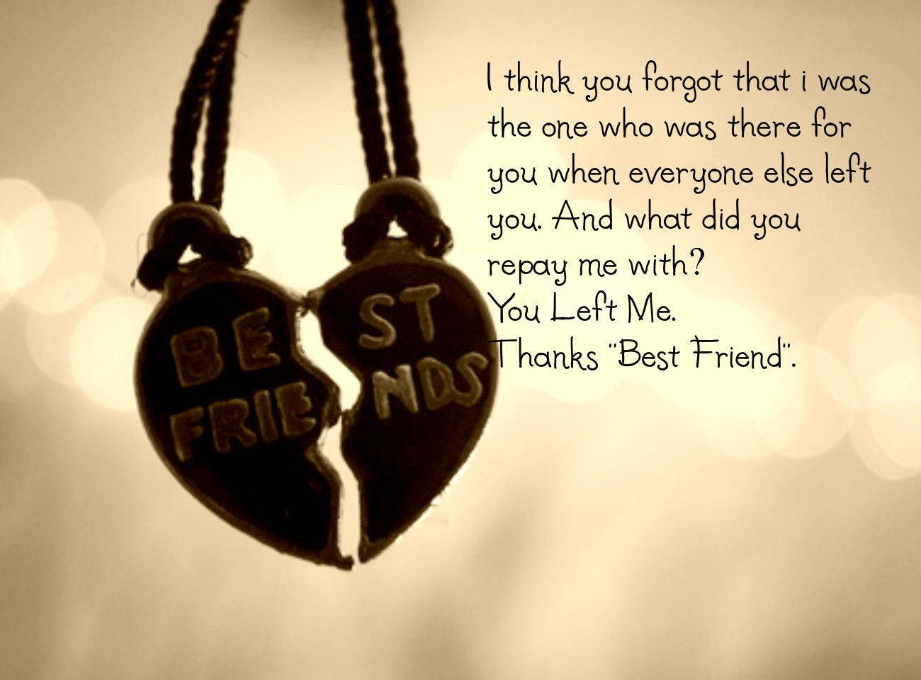 BEST FRIENDS, broken heart-shaped pendants, soft bokeh background, HD Desktop Wallpaper