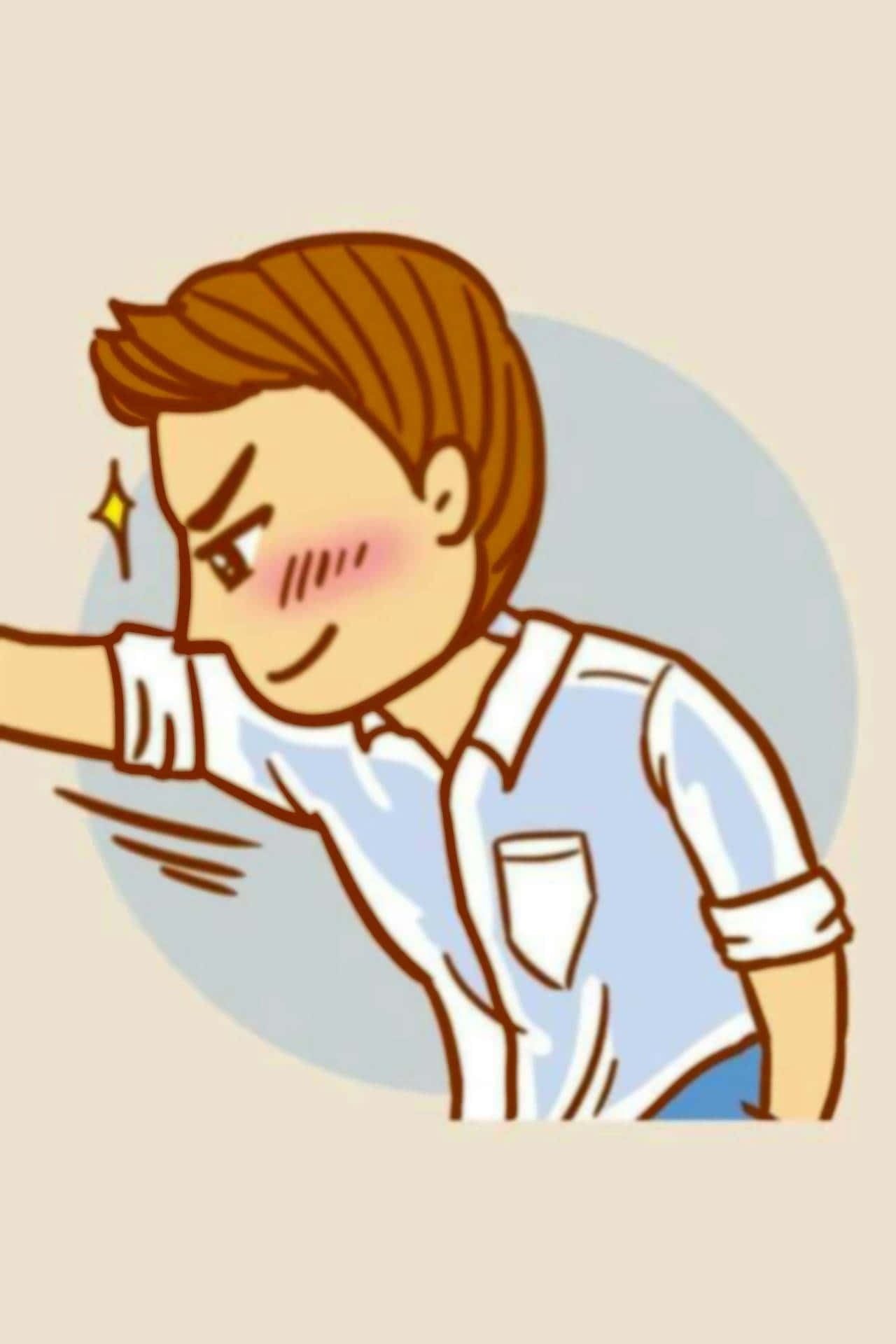 cartoon man, light blue shirt, blush, Full HD Phone Wallpaper