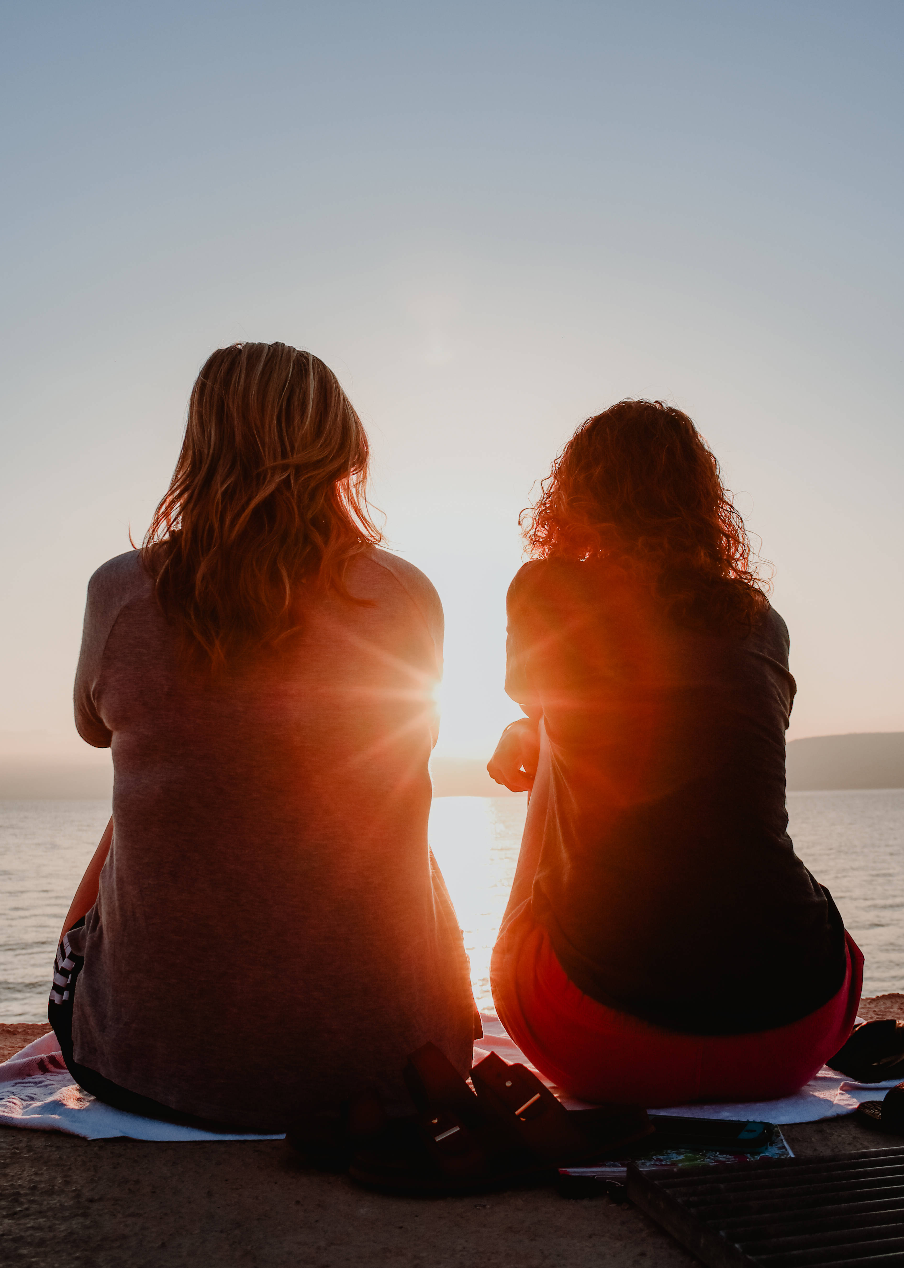 best friend, sunset, beach, 4K Phone Wallpaper