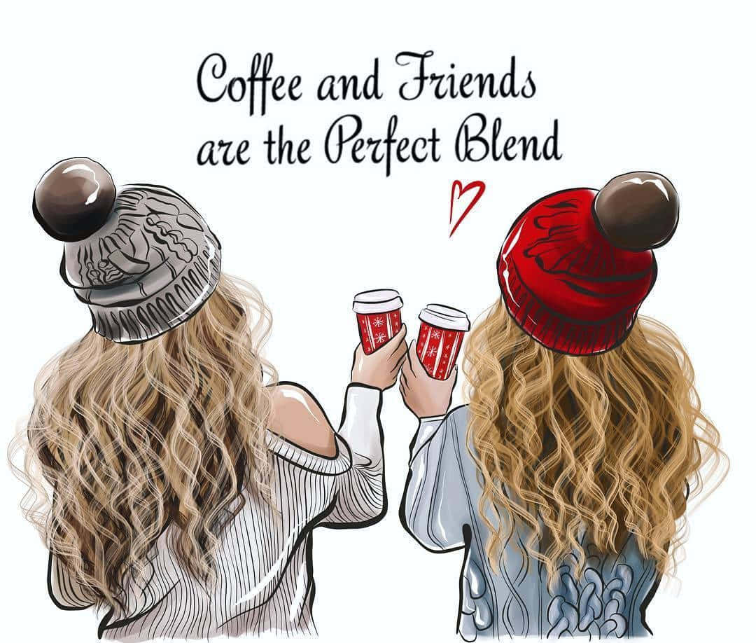 Coffee and Friends are the Perfect Blend, beanies, heart, SD Desktop Wallpaper