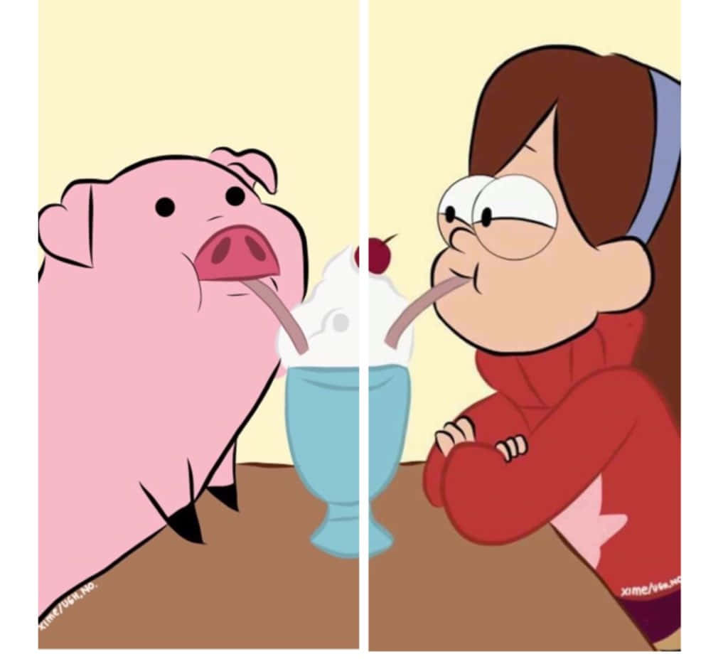 pig, girl, milkshake, SD Desktop Wallpaper