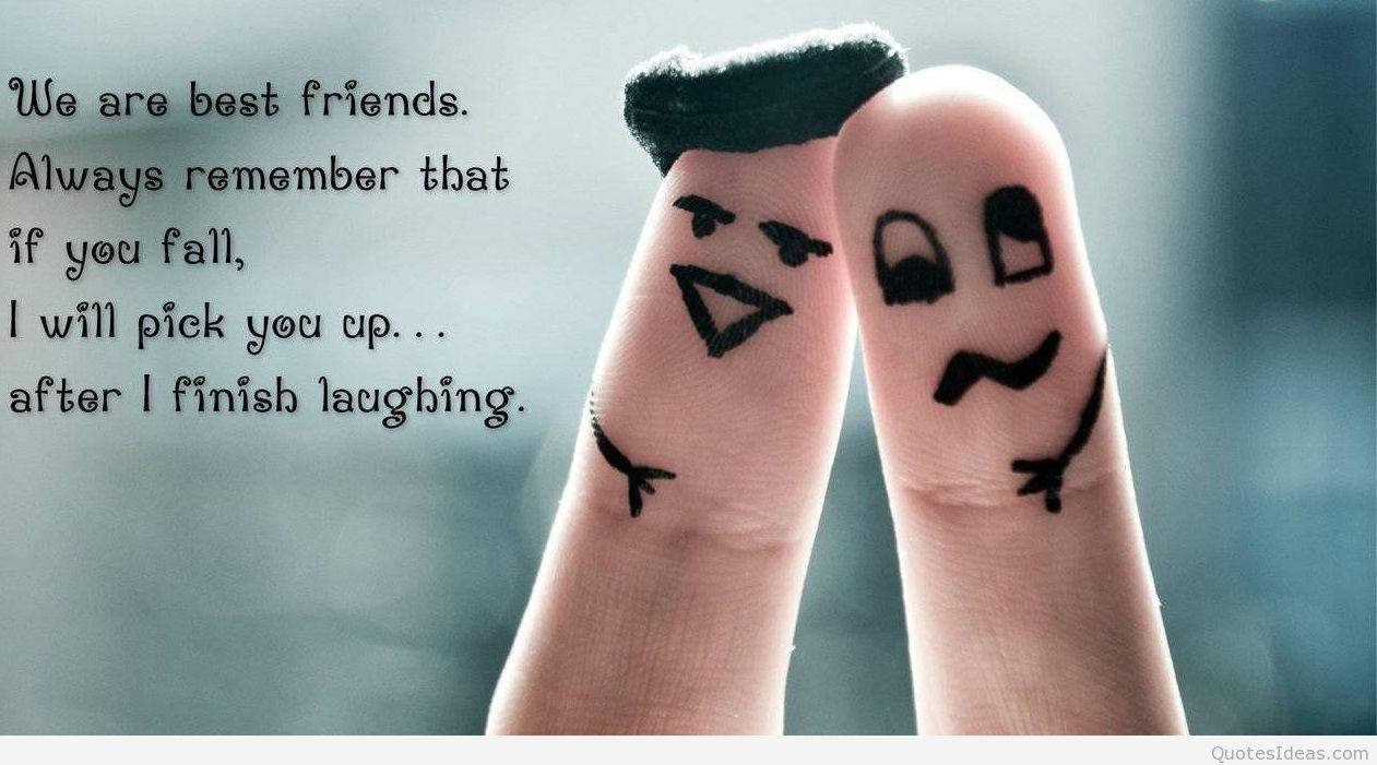 best friend, two fingers, cartoon faces, SD Desktop Wallpaper