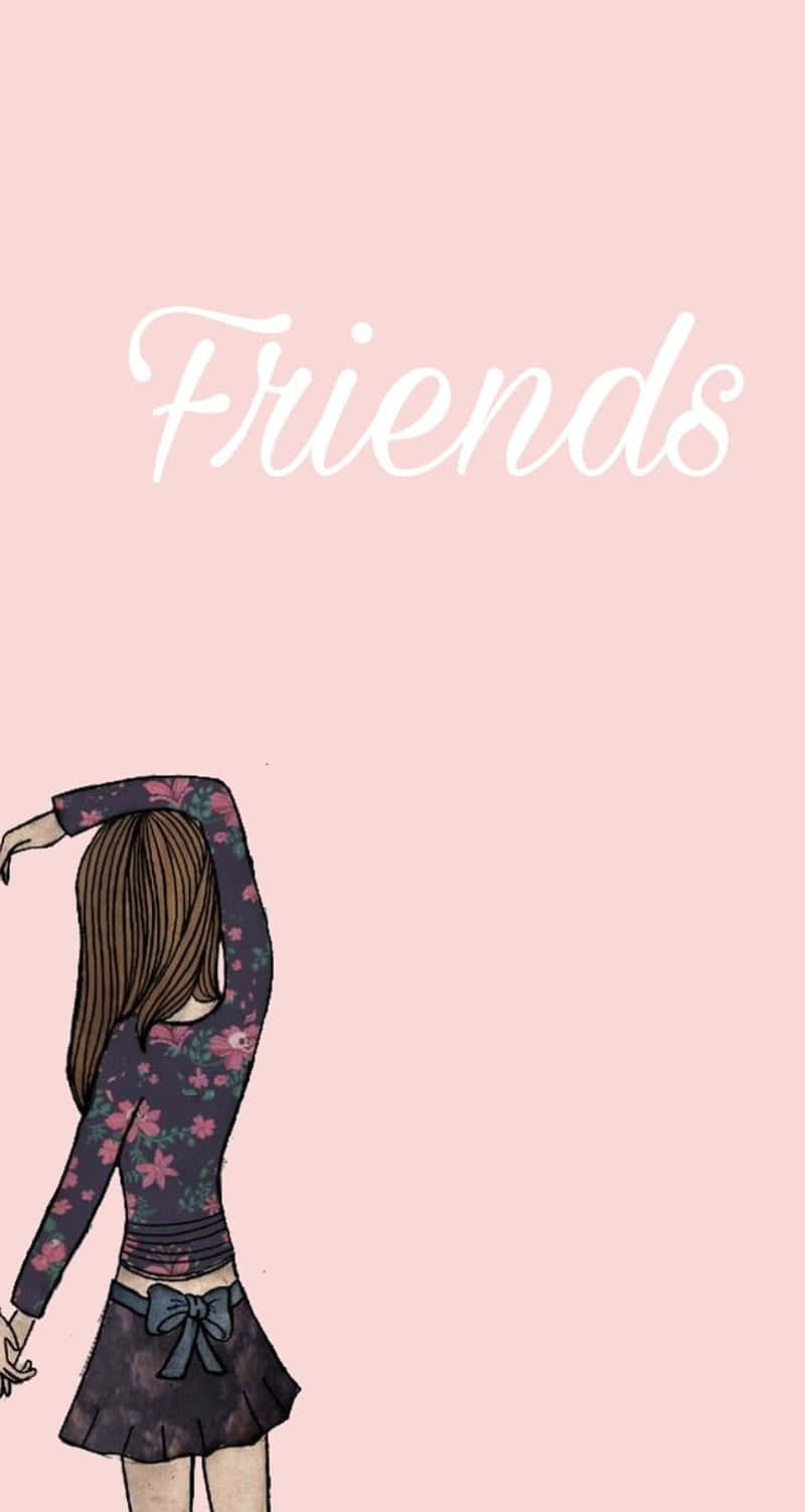 Best Friends Forever iPhone, Cartoon Girl, floral top, HD Phone Wallpaper