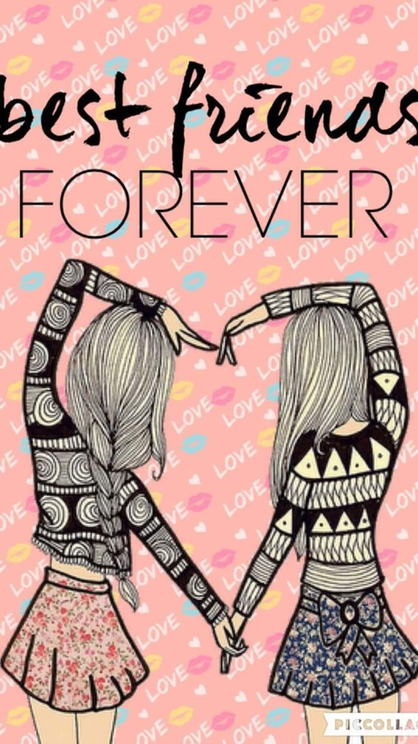 Best Friends Forever iPhone, heart, pink background, 2K Phone Wallpaper