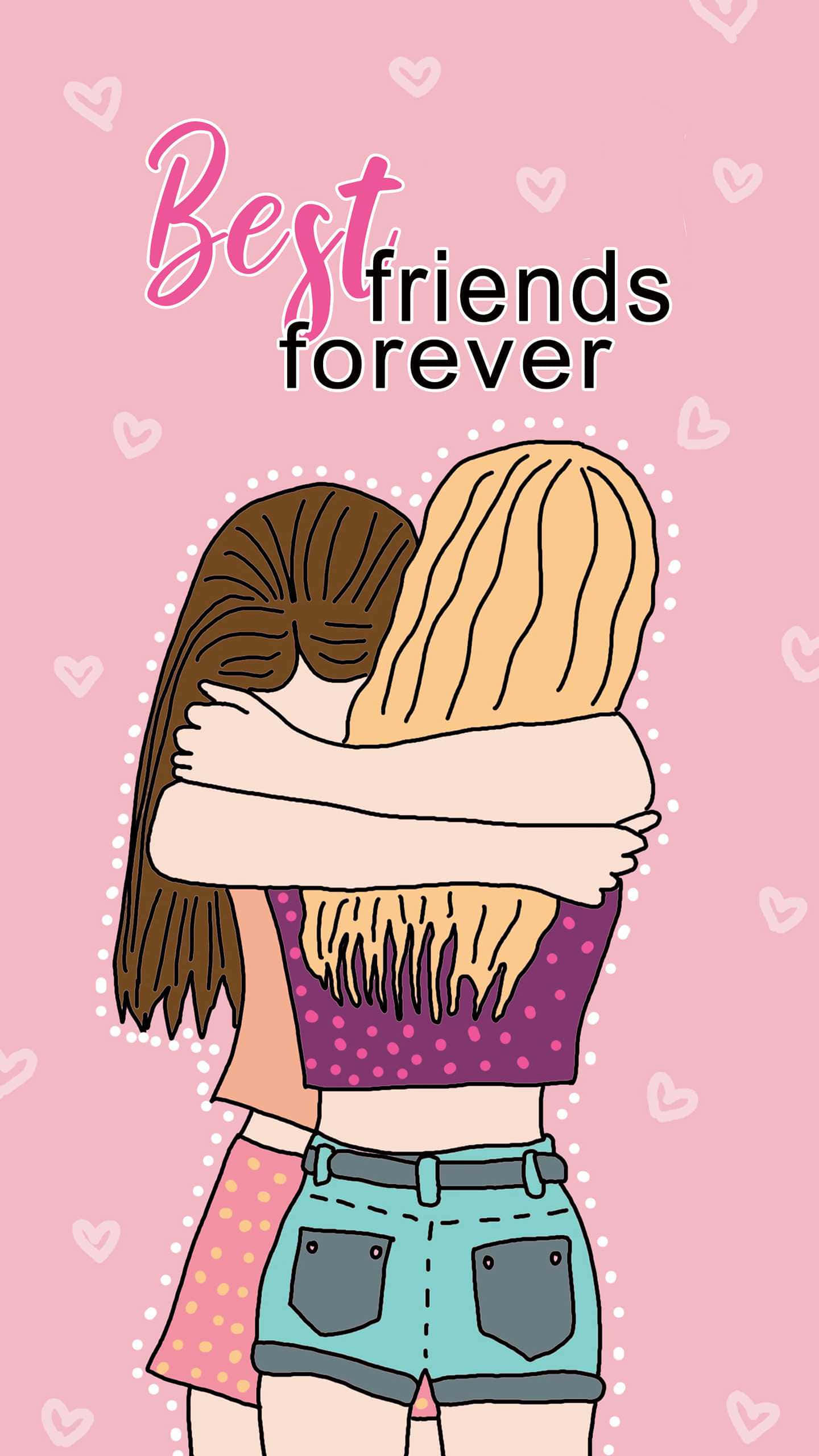 Best Friends Forever iPhone, pink, hearts, 2K Phone Wallpaper