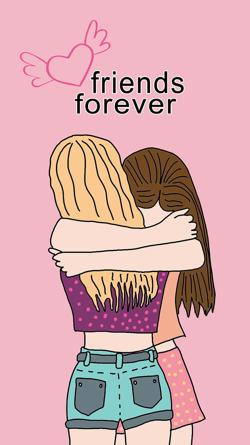 Best Friends Forever iPhone, pink background, winged heart, HD Phone Wallpaper