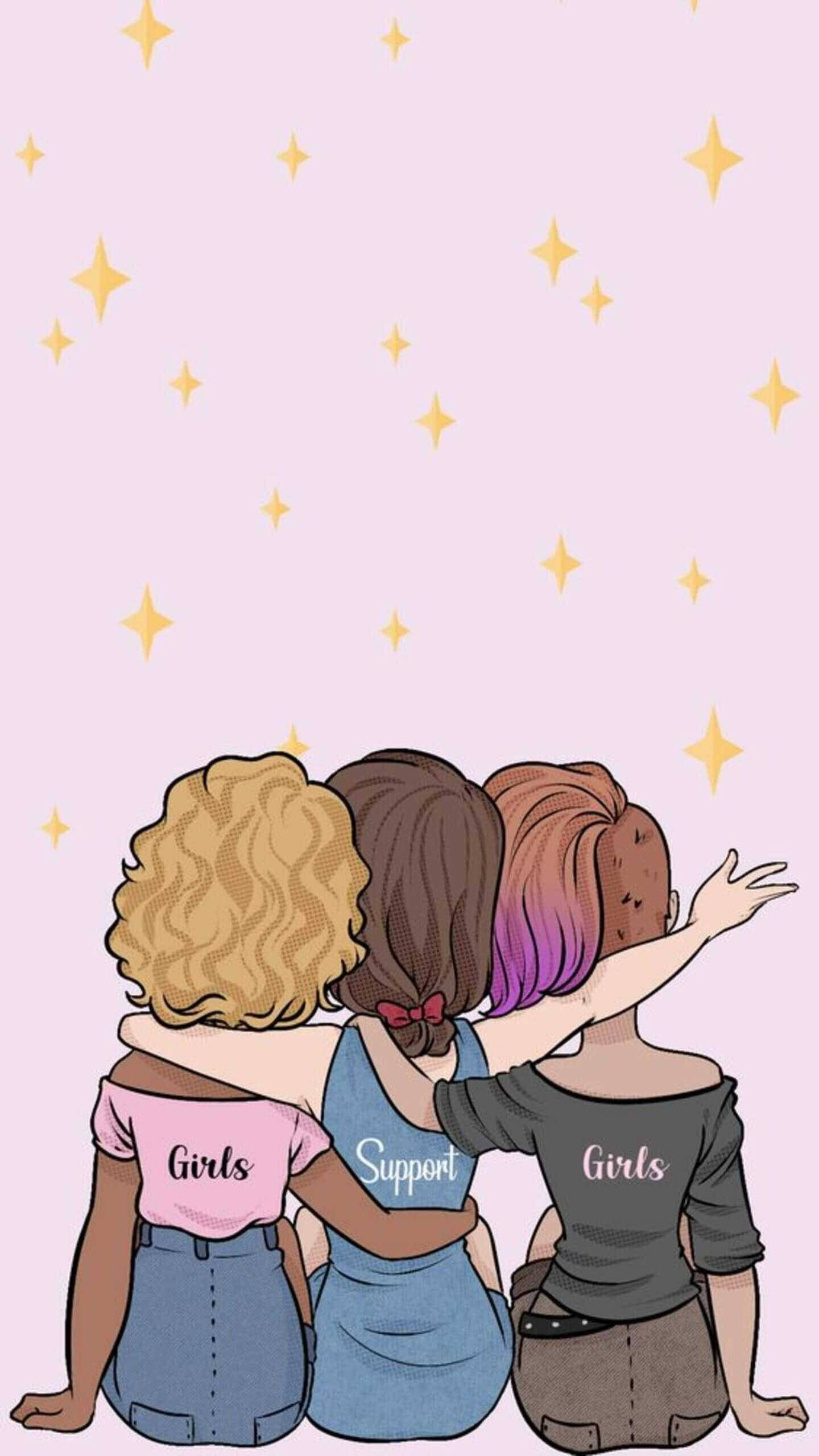 Best Friends, yellow sparkles, golden stars, 2K Phone Wallpaper