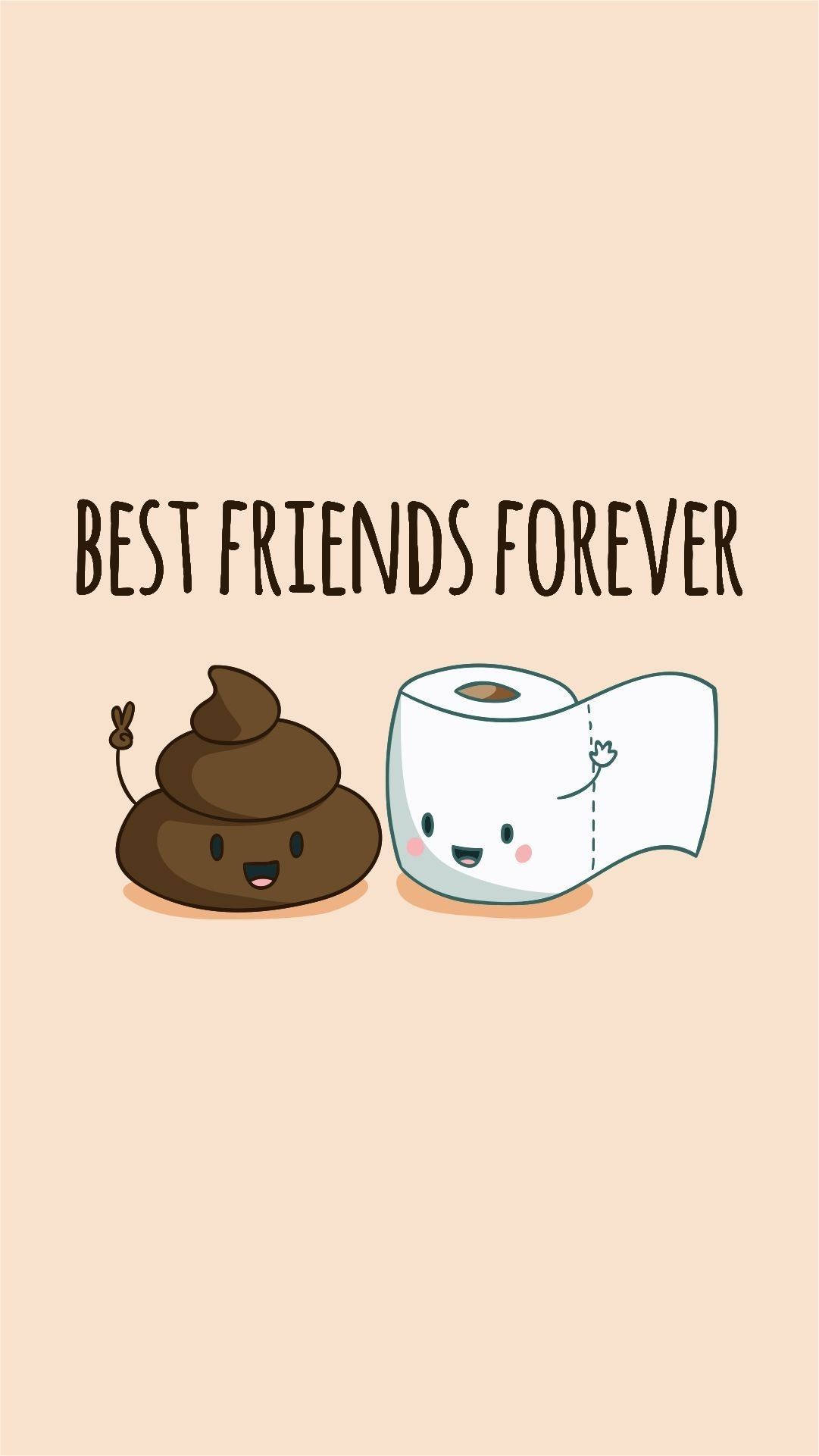 Tissue And Poop Best Friends Forever, beige background, cartoon poop, Full HD Phone Wallpaper