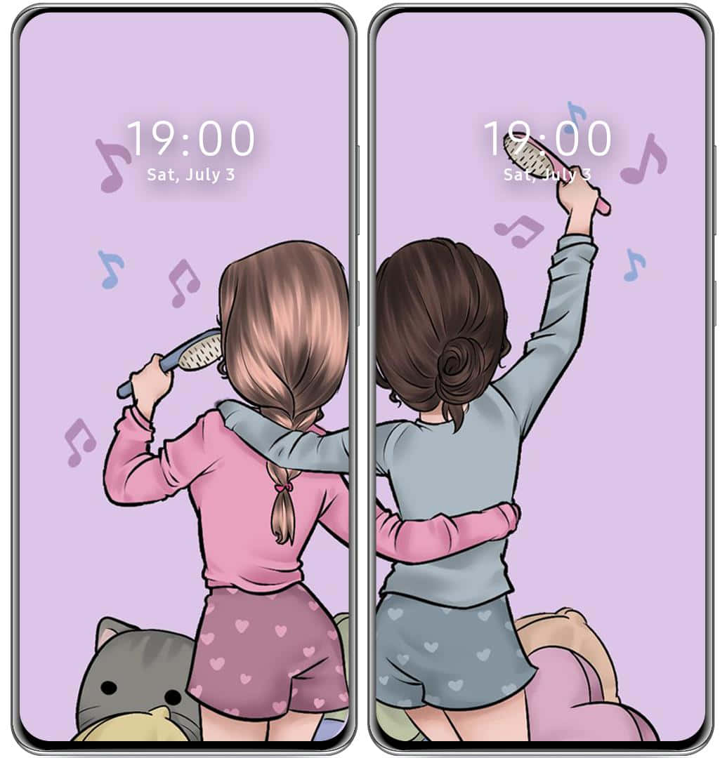 pajamas, musical notes, soft purple background, SD Phone Wallpaper