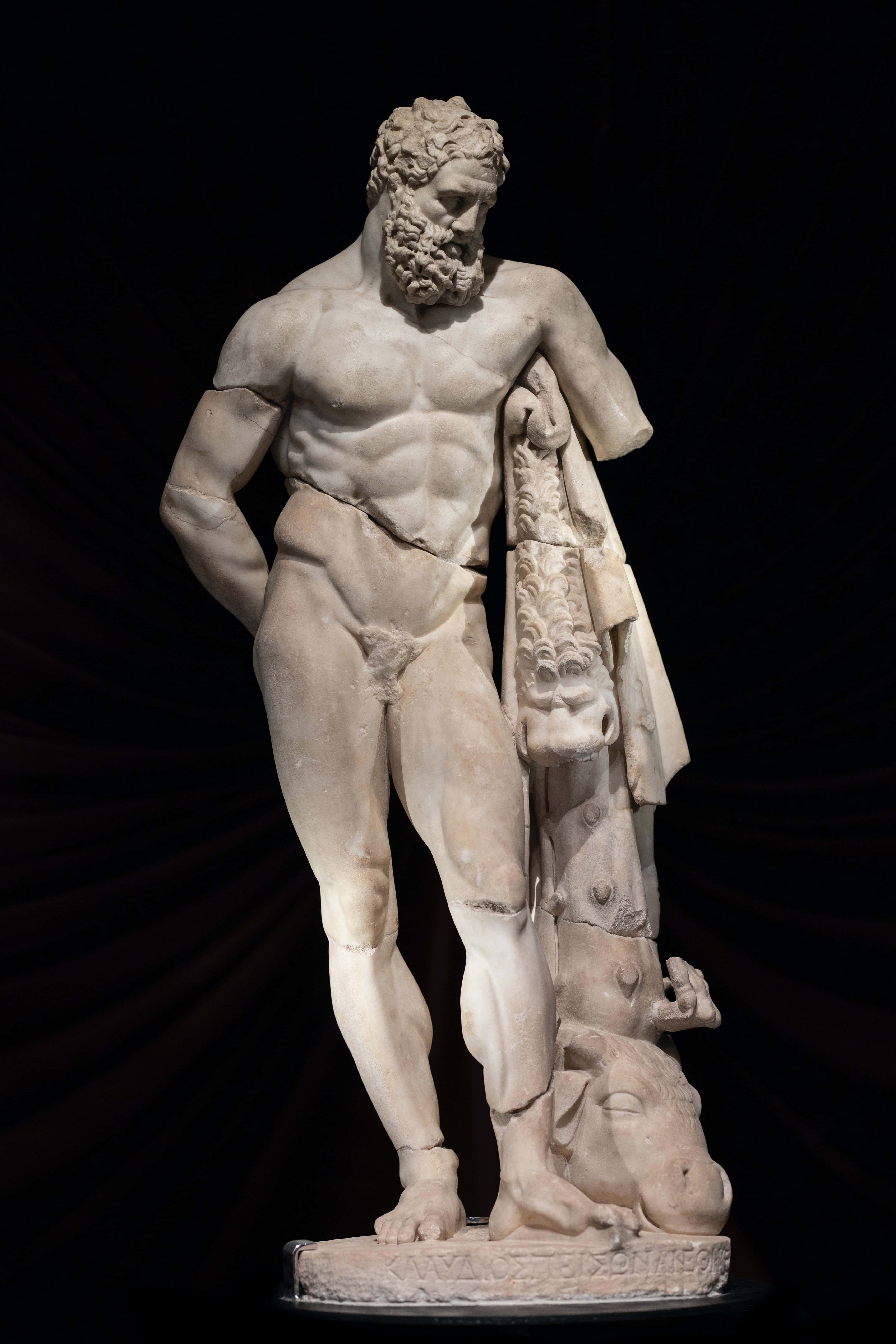marble statue, bearded, muscular male figure, 5K Phone Wallpaper