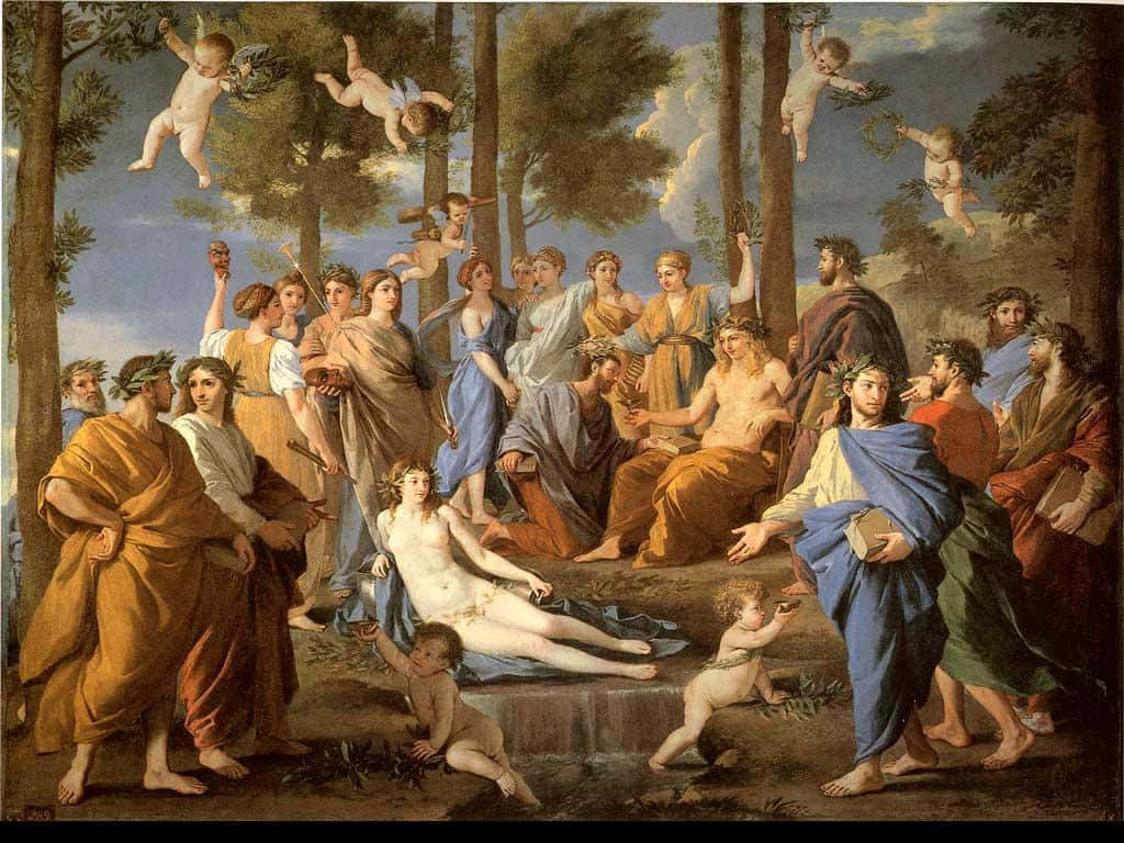 Greek mythology, classical figures, flowing robes, SD Desktop Wallpaper