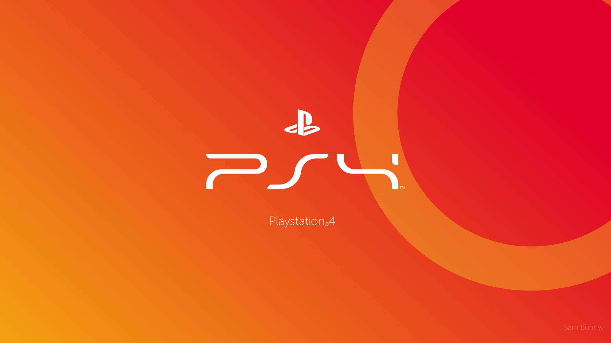 PS4, orange, white PlayStation 4 logo, Full HD Desktop Wallpaper