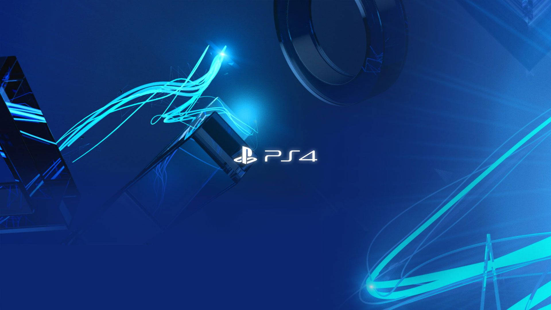 PS4, neon blue, glowing cyan light trails, Full HD Desktop Wallpaper