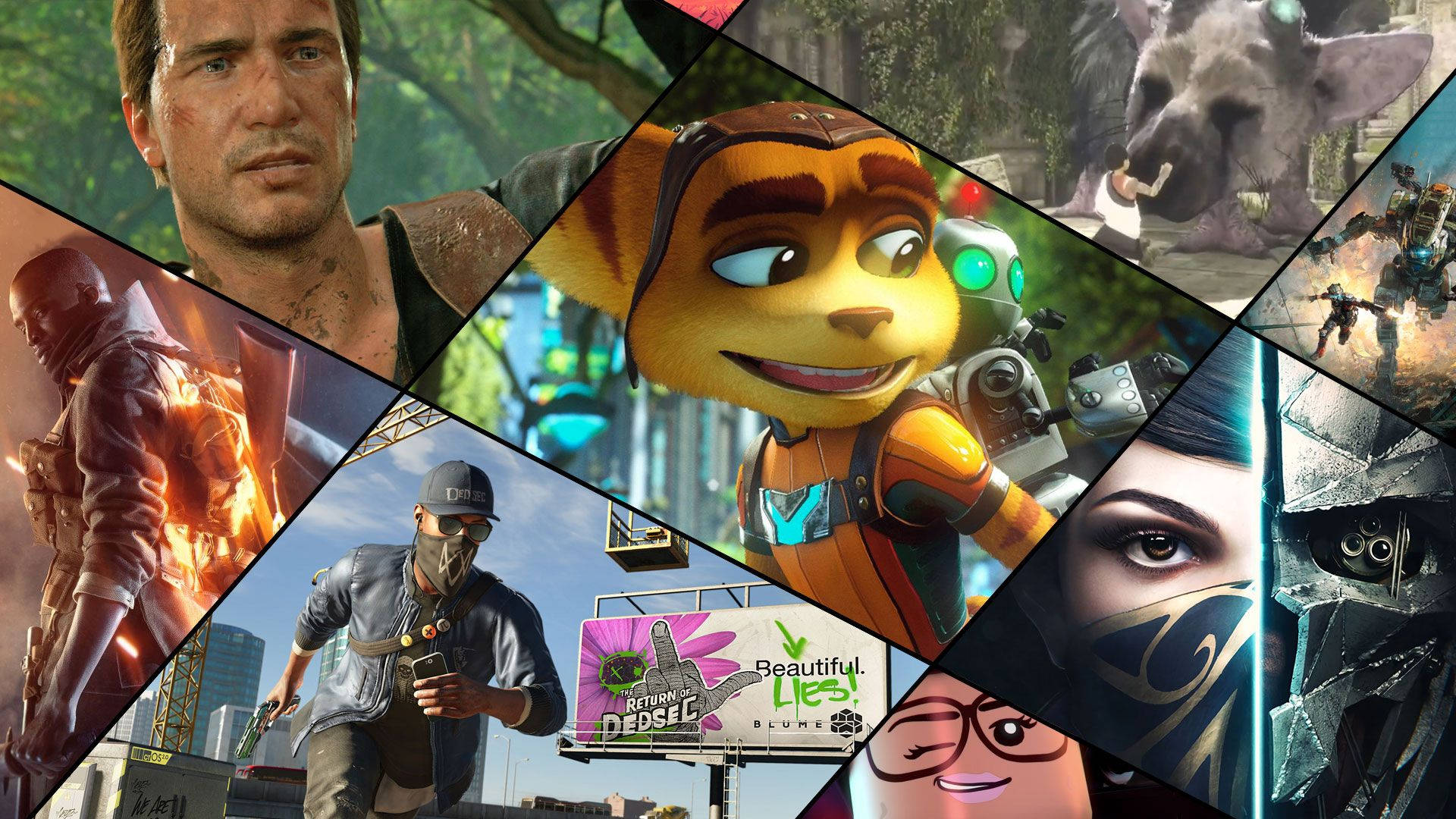 PS4, 2016, collage, Full HD Desktop Wallpaper