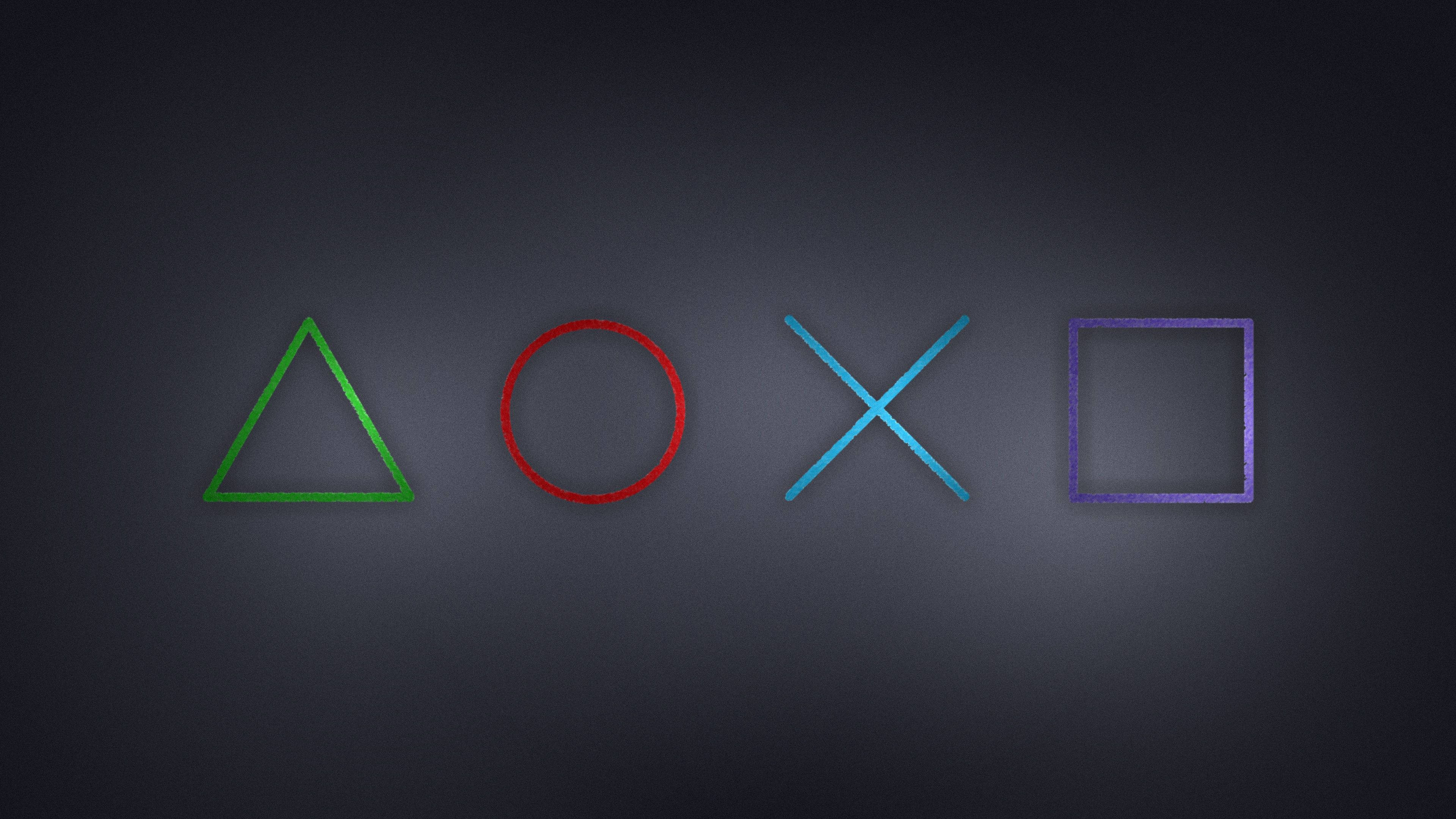 PS4, PlayStation controller symbols, triangle, 4K Desktop Wallpaper