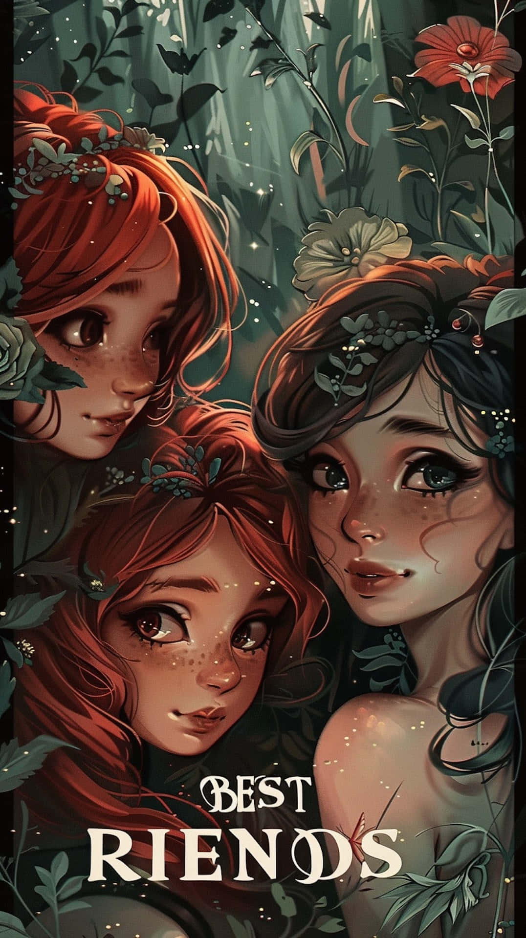 enchanted forest, forest nymphs, glowing eyes, Full HD Phone Wallpaper
