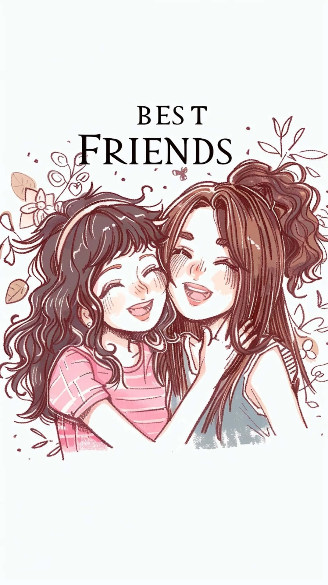 Best Friends Forever Pfp, two smiling girls, curly hair, Full HD Phone Wallpaper