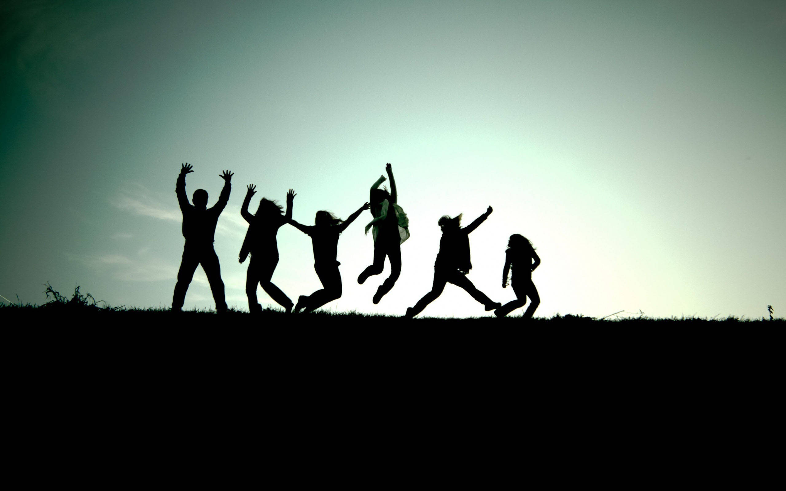 Bestie, silhouette, grassy hill, 2K Desktop Wallpaper