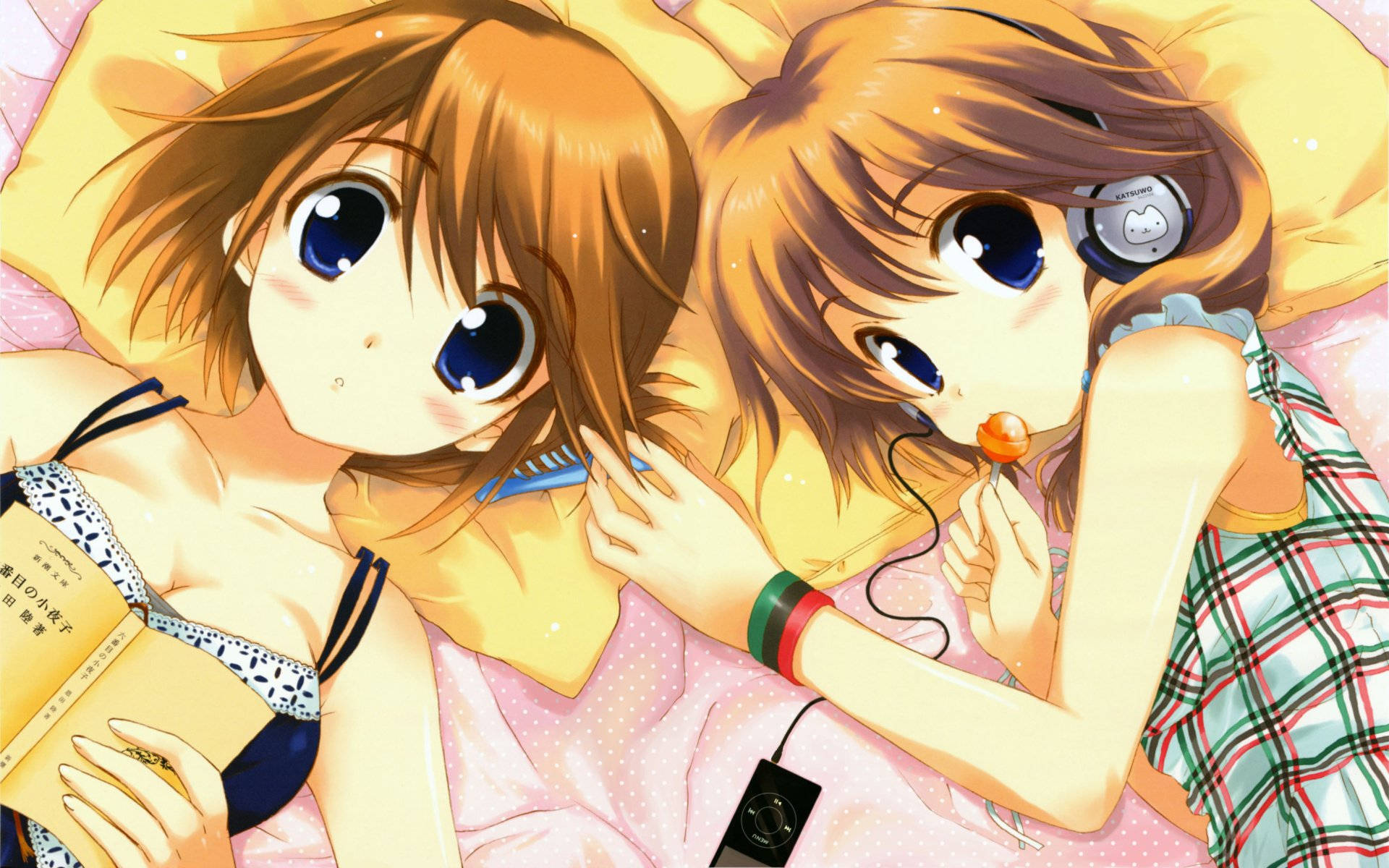 Bestie, anime girls, bed, Full HD Desktop Wallpaper
