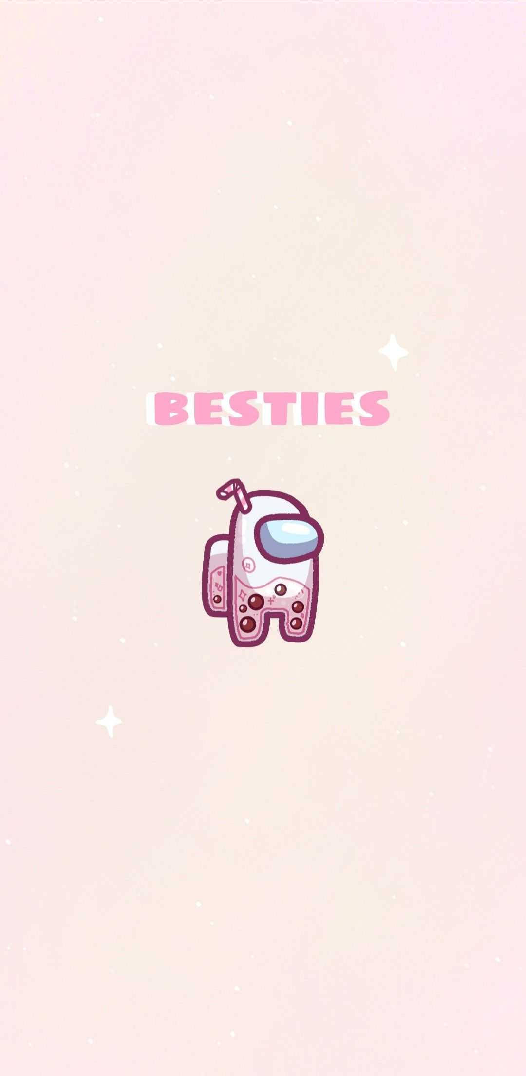 Besties Among US, pink astronaut, pastel background, Full HD Phone Wallpaper