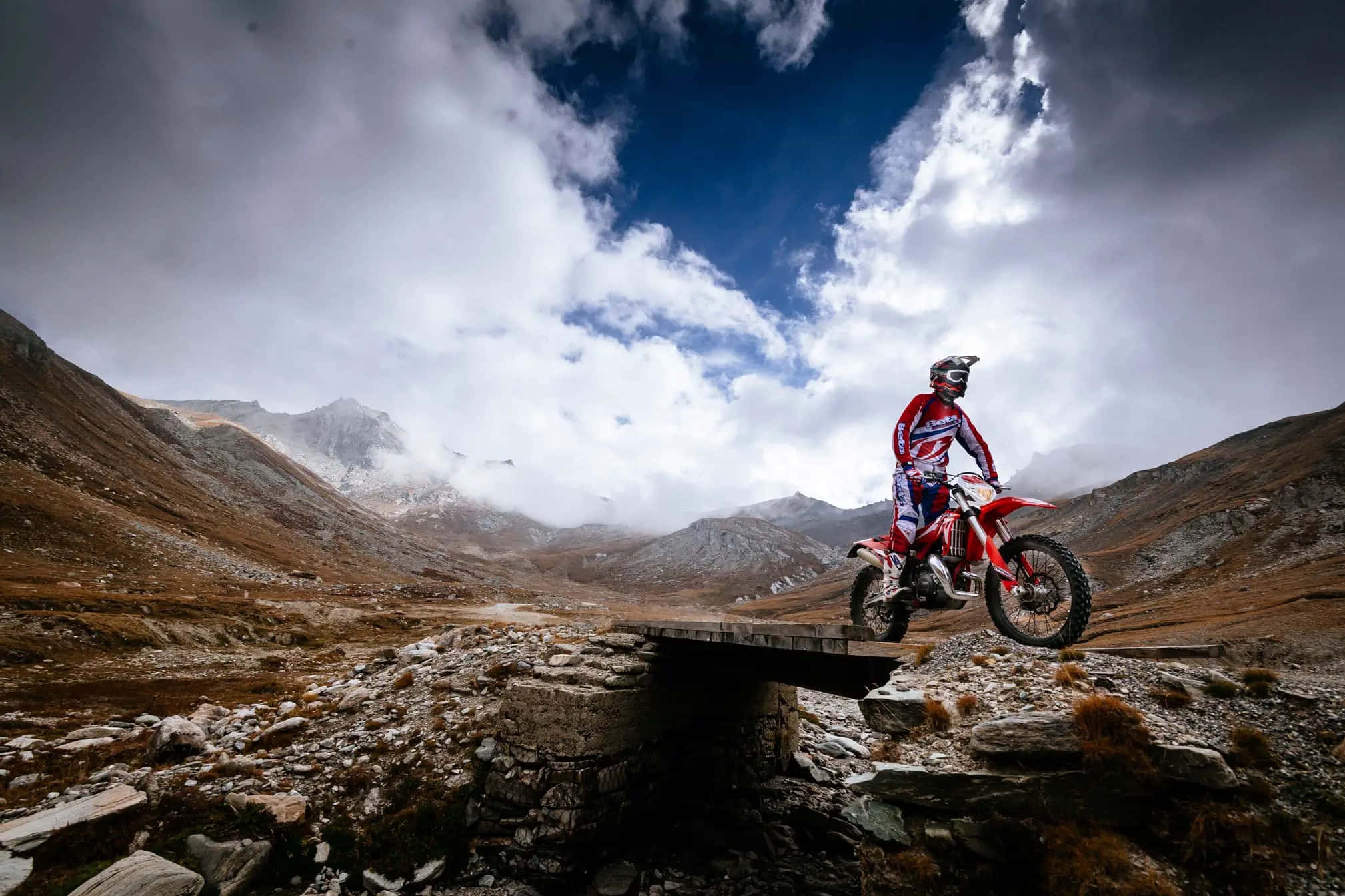Beta Motorcycle, motocross rider, red gear, Full HD Desktop Wallpaper
