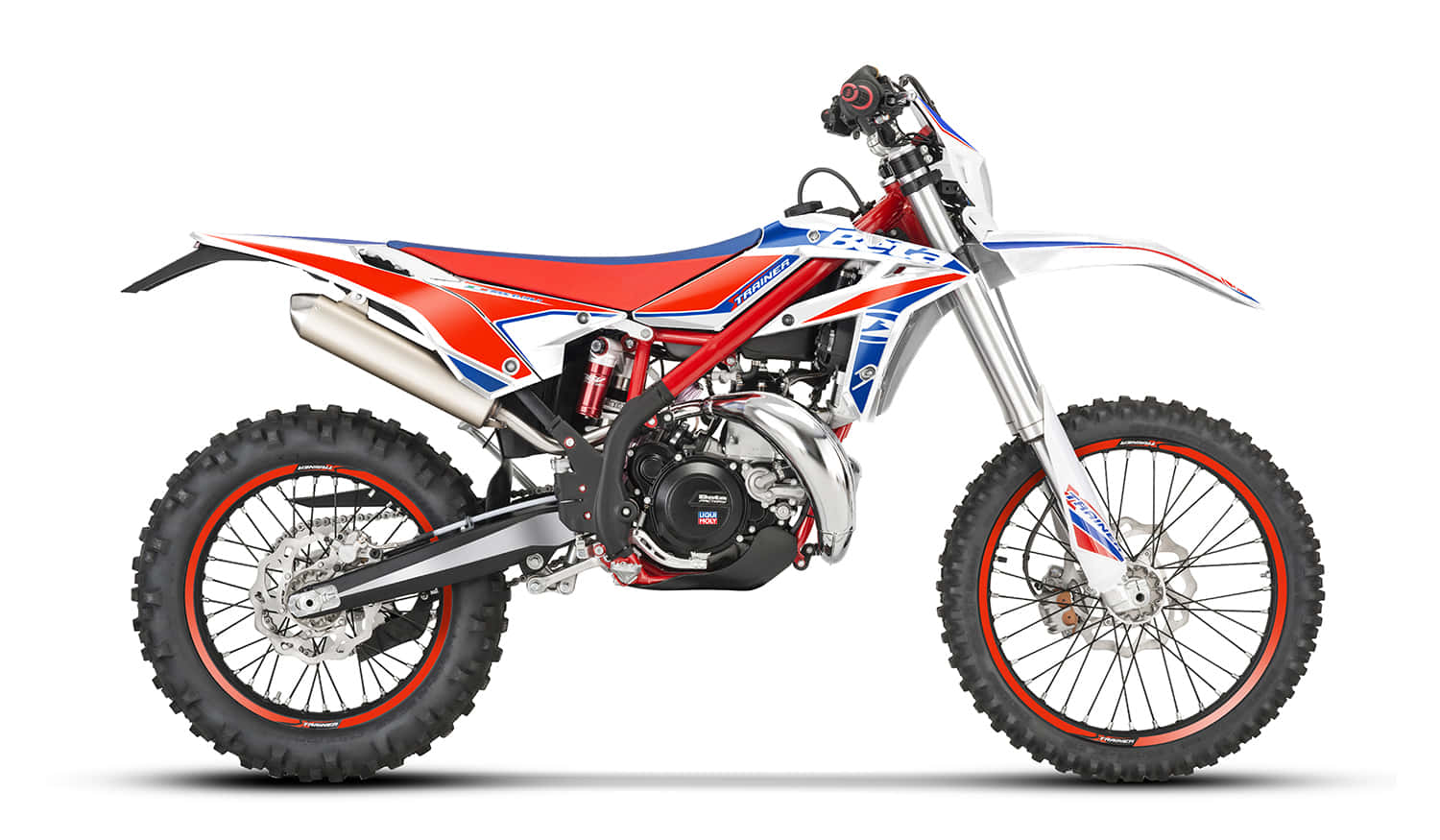 Beta Motorcycle, red white and blue, orange rims, HD Desktop Wallpaper