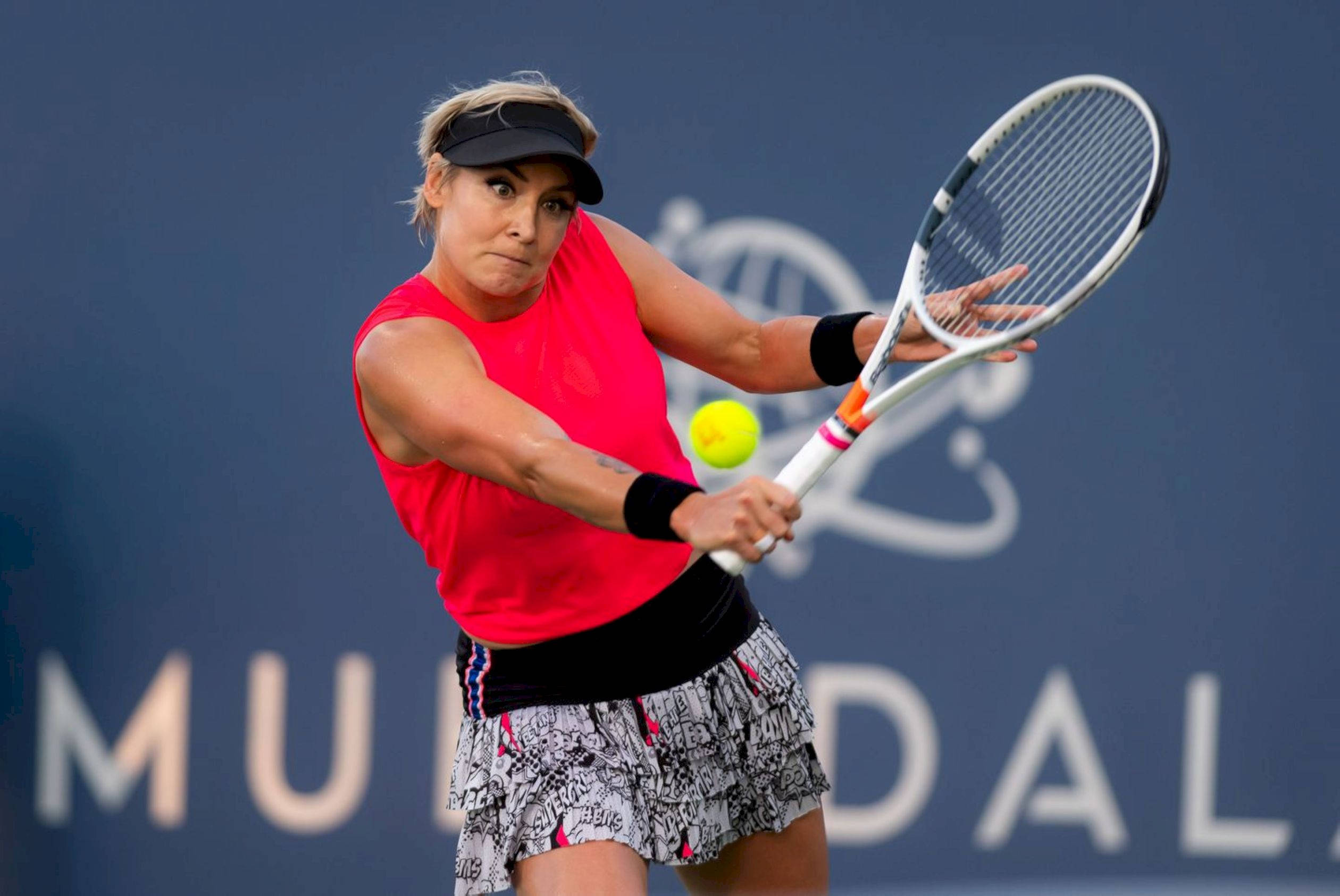 Bethanie Mattek-sands, red top, patterned skirt, Full HD Desktop Wallpaper