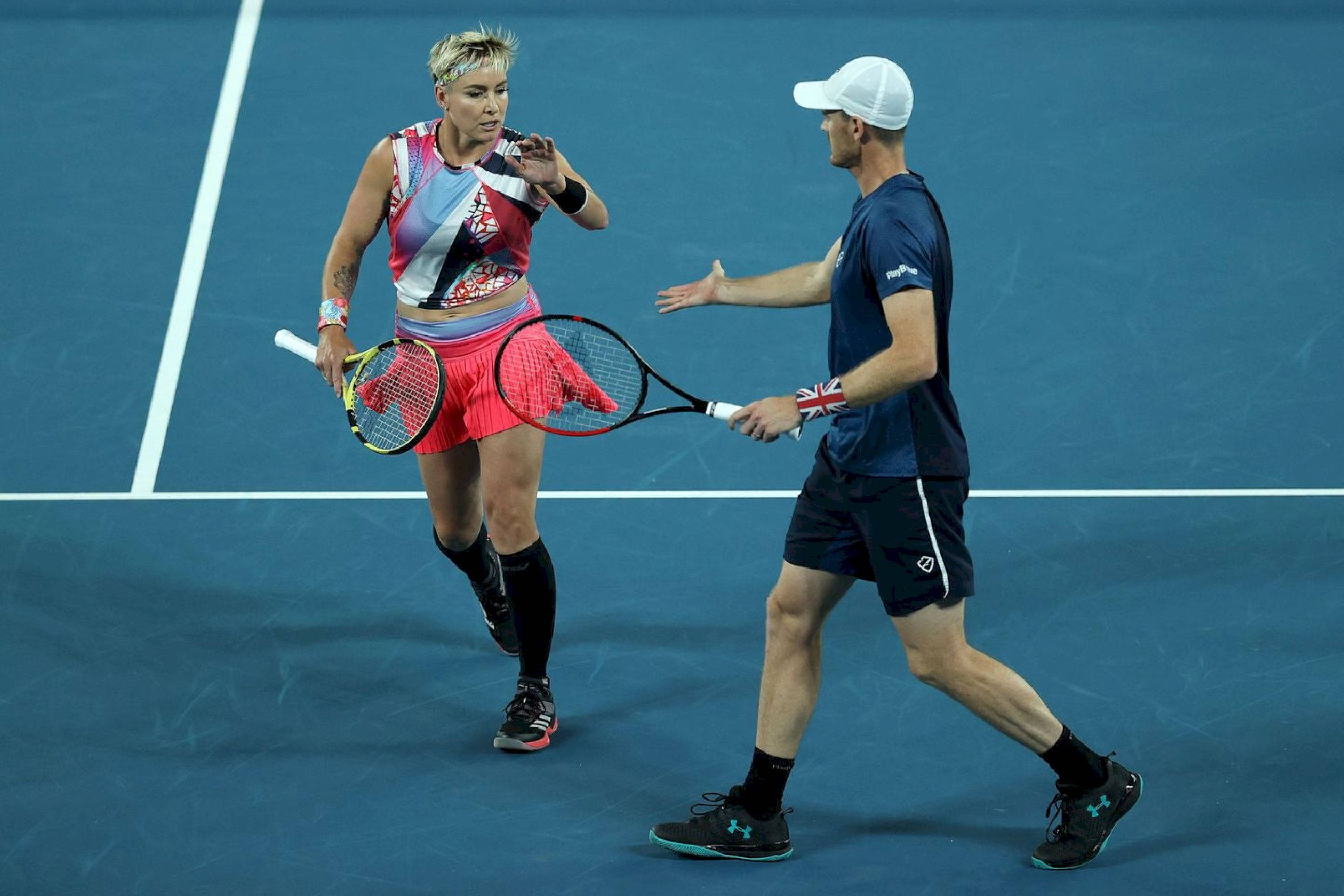 Bethanie Mattek-Sands, blue hard court, pink skirt, Full HD Desktop Wallpaper