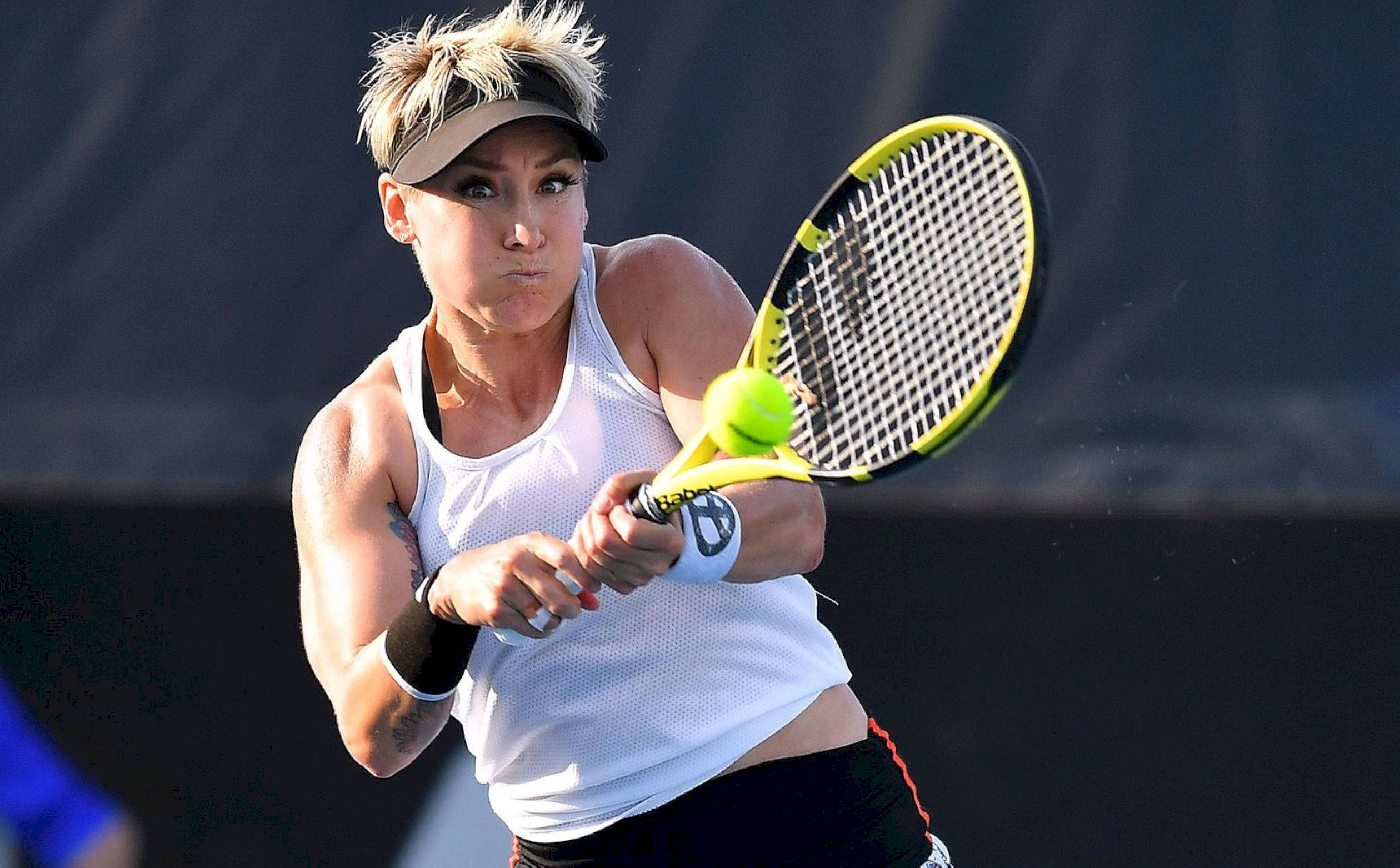 Bethanie Mattek-sands, yellow ball, yellow and black racket, Full HD Desktop Wallpaper