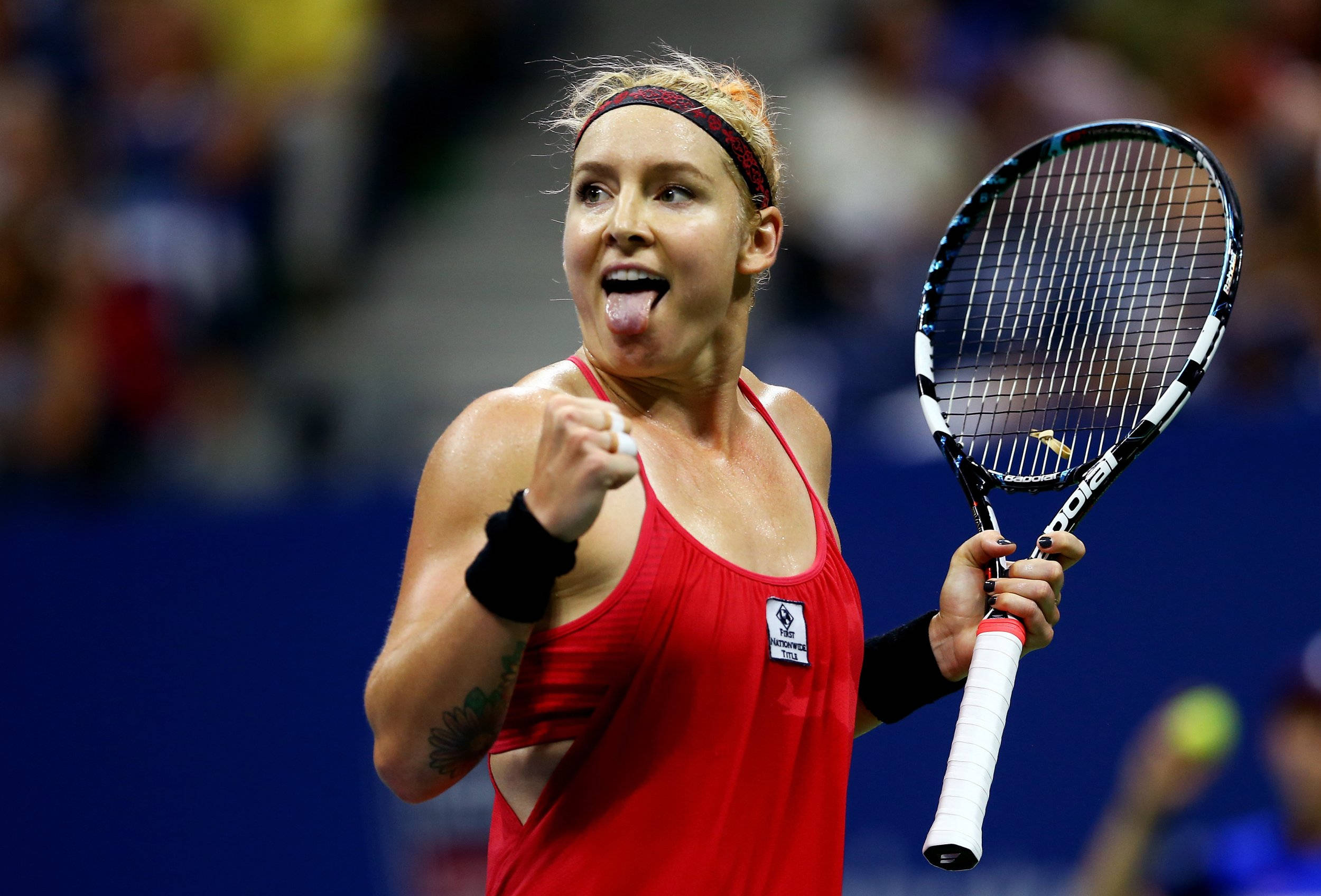 Bethanie Mattek-sands, red outfit, tennis player, Full HD Desktop Wallpaper