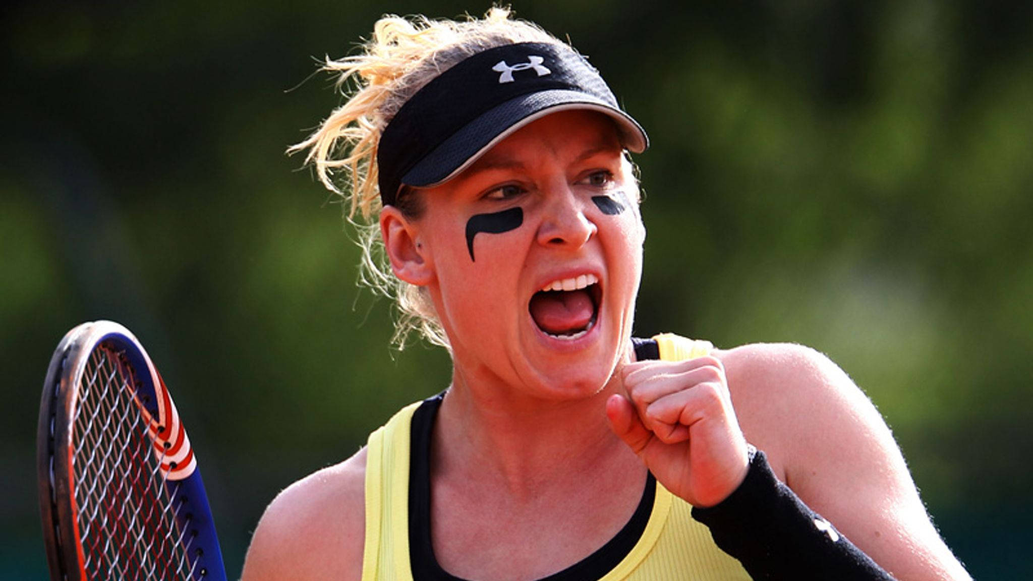 Bethanie Mattek-sands, black eye paint, visor, Full HD Desktop Wallpaper