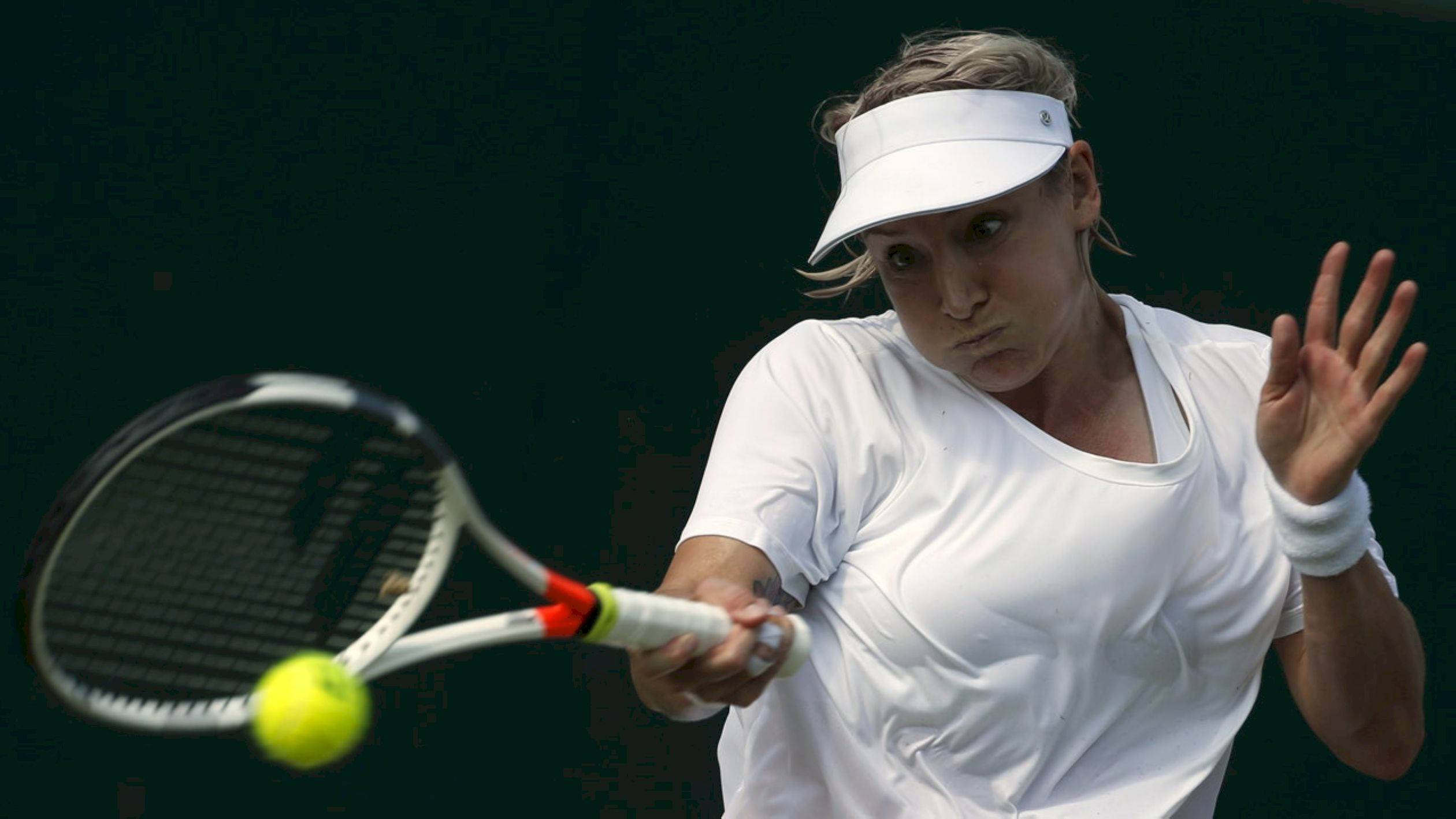 Bethanie Mattek-sands, white gear, bright yellow ball, Full HD Desktop Wallpaper
