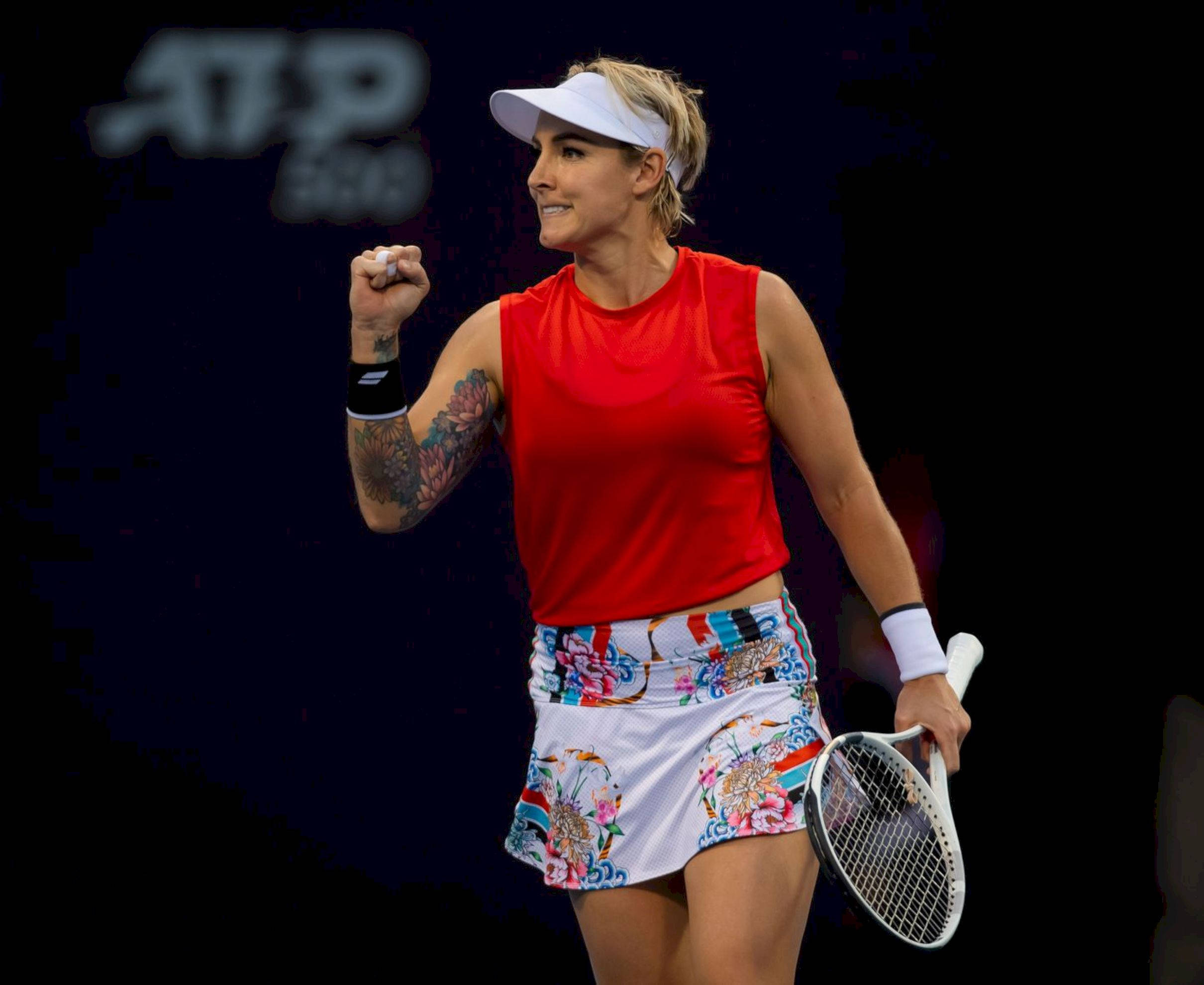 Bethanie Mattek-sands, red top, floral skirt, Full HD Desktop Wallpaper